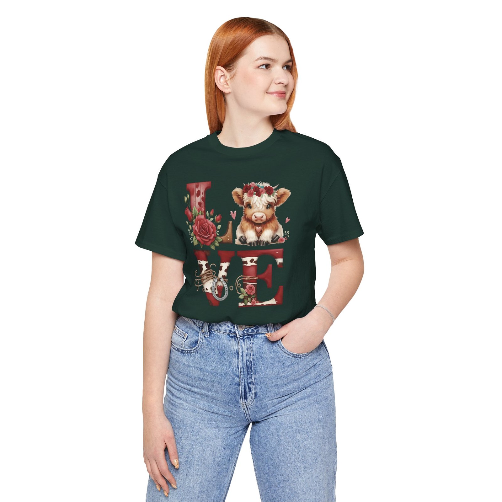 Western Valentine Highland Cow love valentine Tee - Image 62