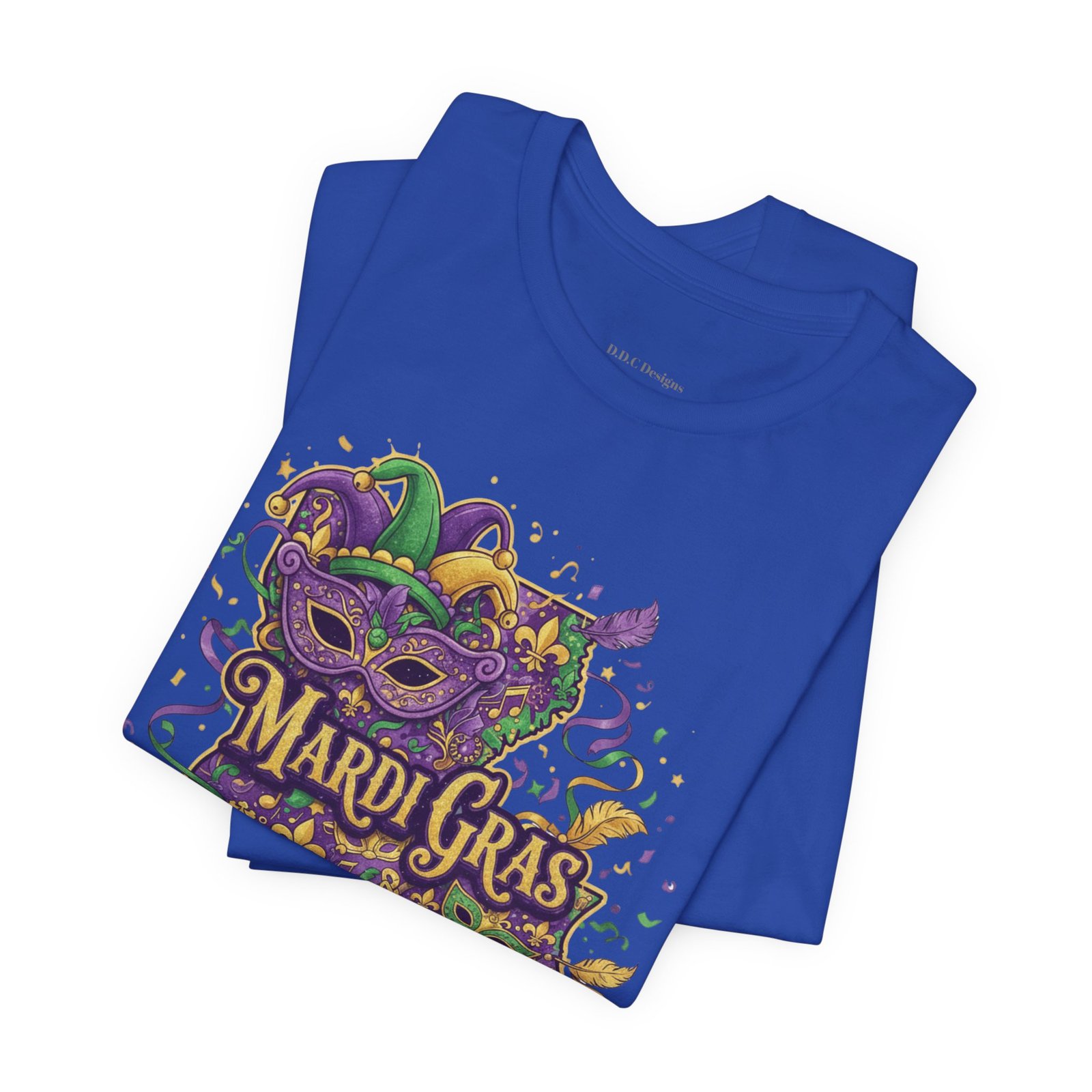 Louisiana Mardi Gras State Silhouette T-Shirt | Purple Green Gold - Image 135