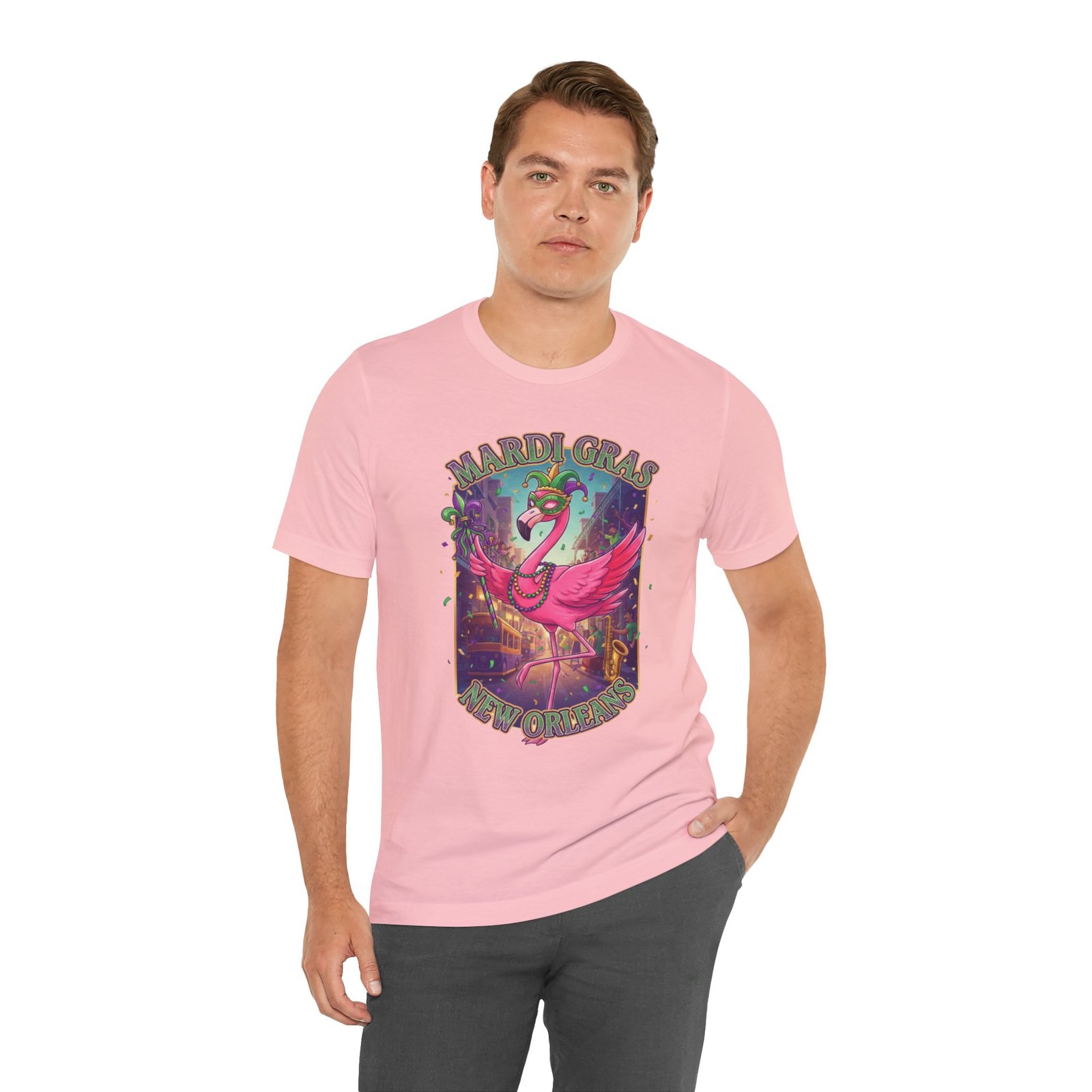 Mardi Gras Flamingo New Orleans Tee NOLA Carnival Parade Shirt - Image 177