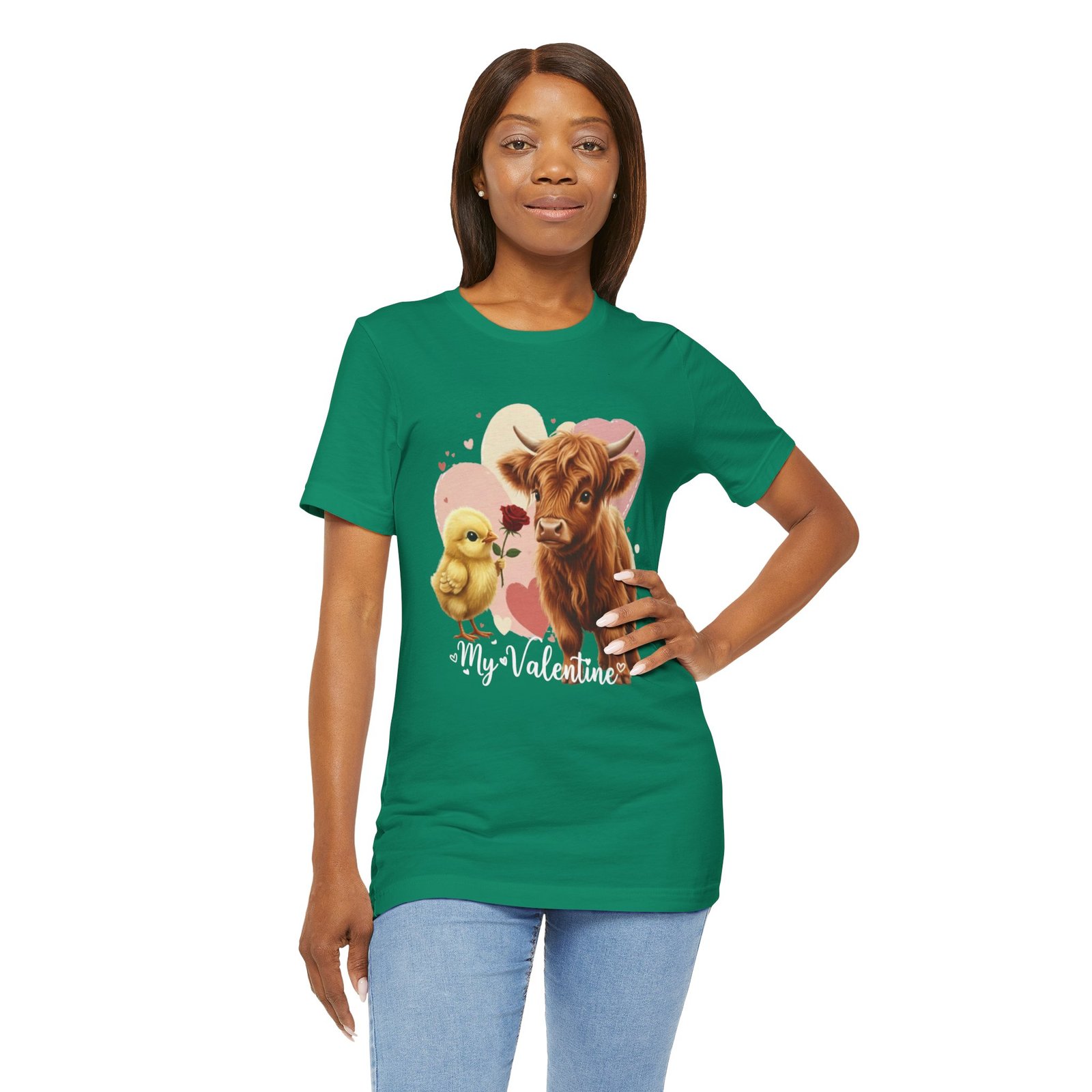 My Valentine Highland Cow and Chick Tee Valentine Shirt - Image 34