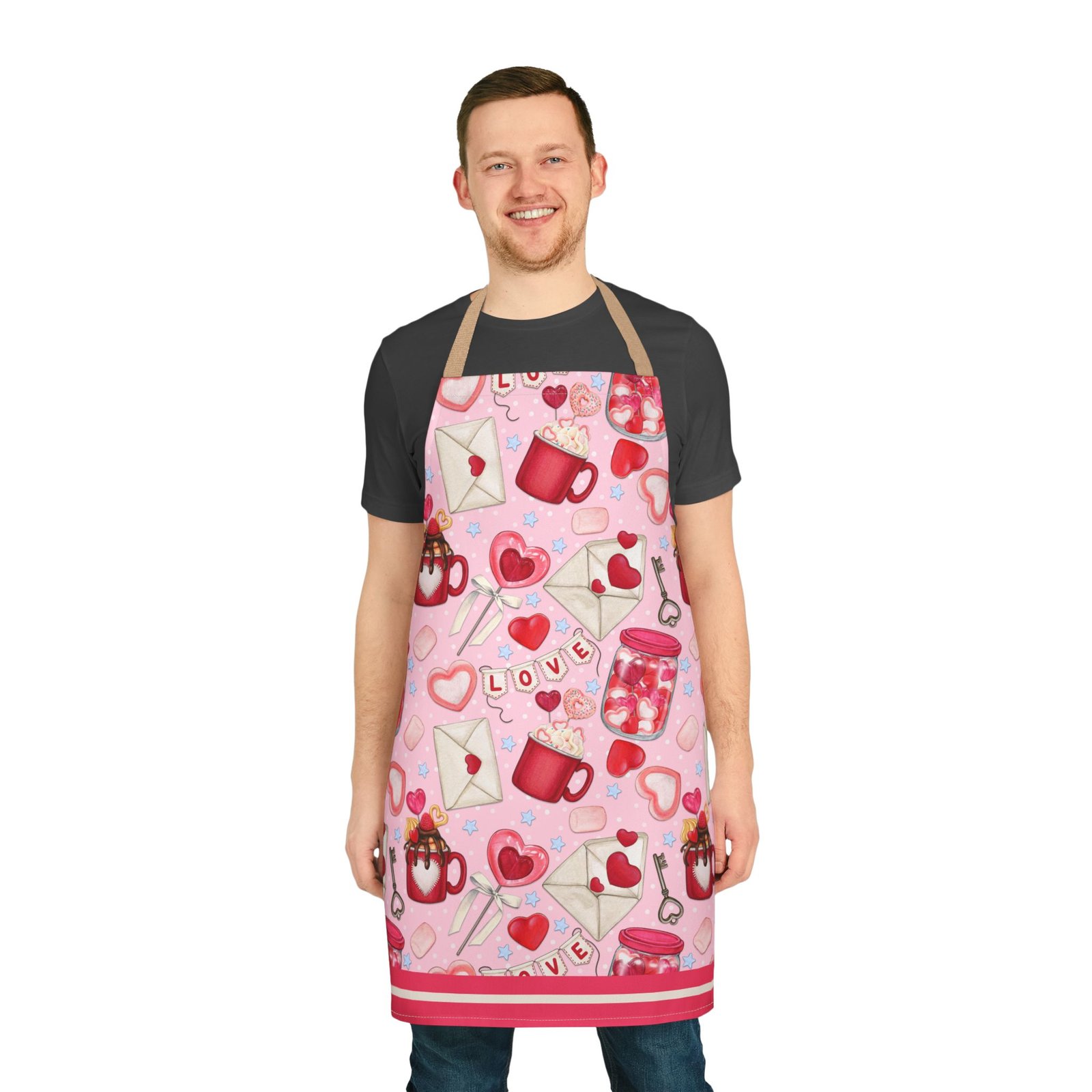 Romantic Watercolor Love Apron | Valentine Baking Hostess Kitchen - Image 6