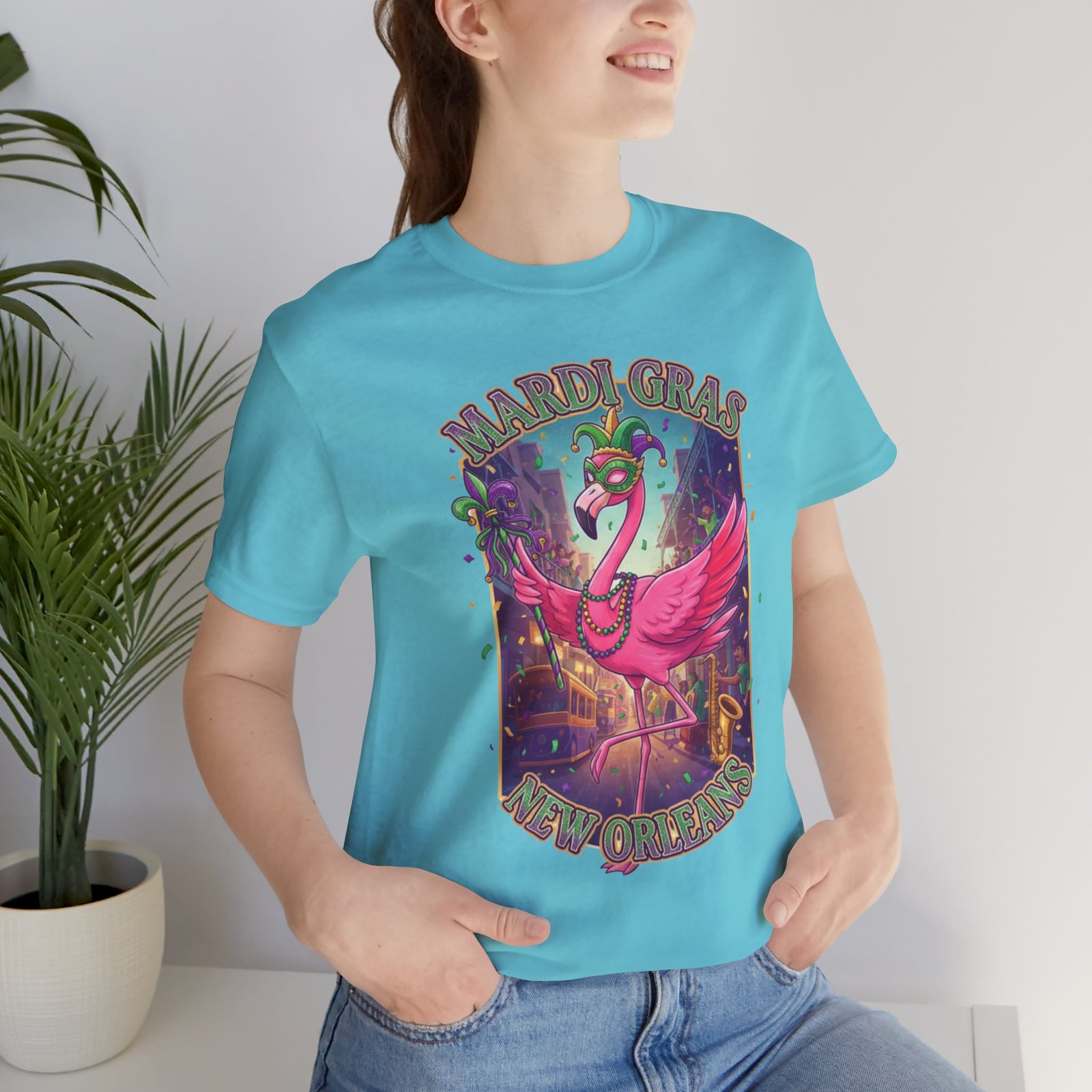 Mardi Gras Flamingo New Orleans Tee NOLA Carnival Parade Shirt - Image 106
