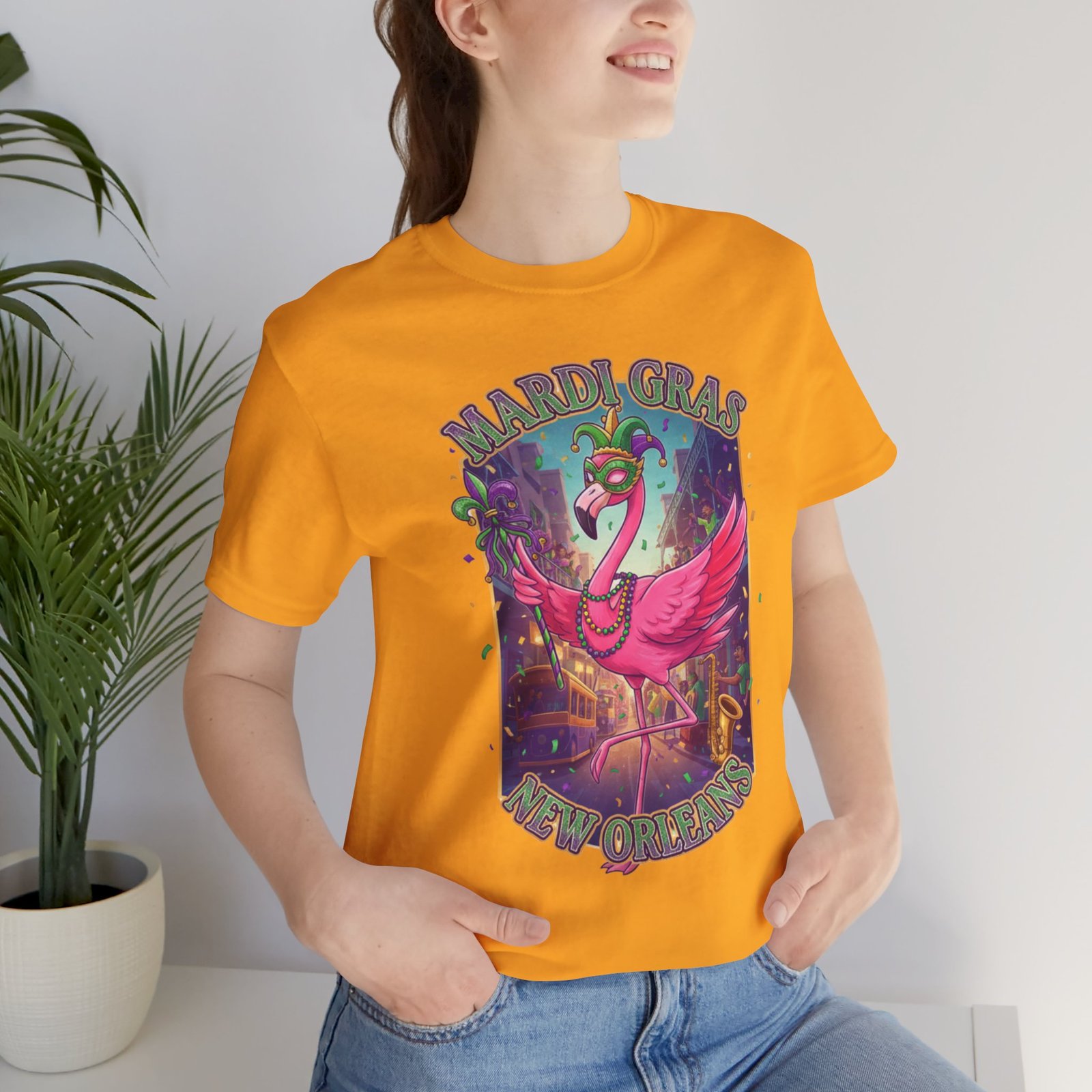 Mardi Gras Flamingo New Orleans Tee NOLA Carnival Parade Shirt - Image 56