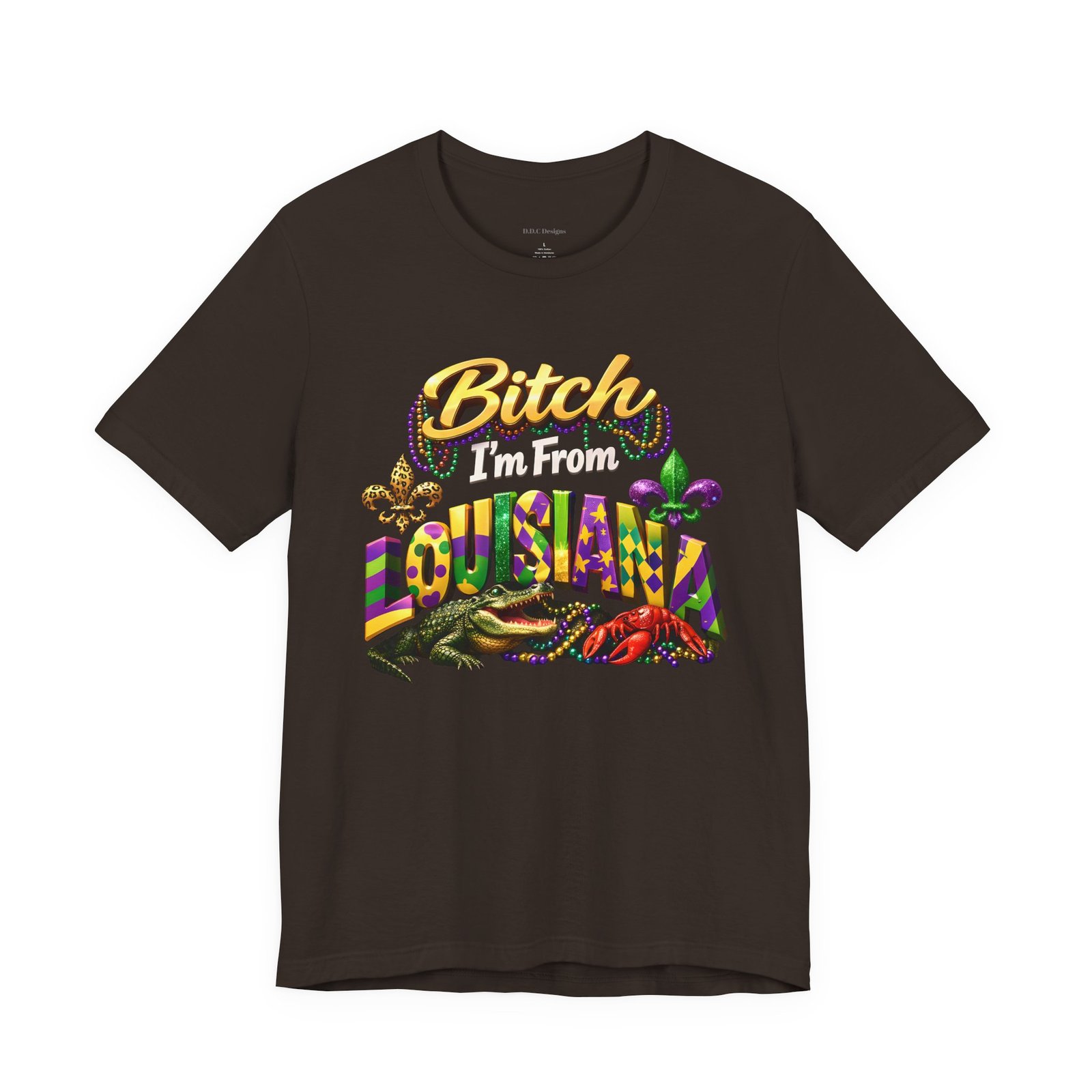 Bitch Im From Louisiana Tee Alligator Crawfish Mardi Gras Beads