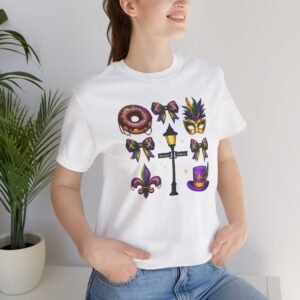 Mardi Gras Icons Tee | Mask, Fleur-de-Lis, Donut, Bourbon Street Lamp