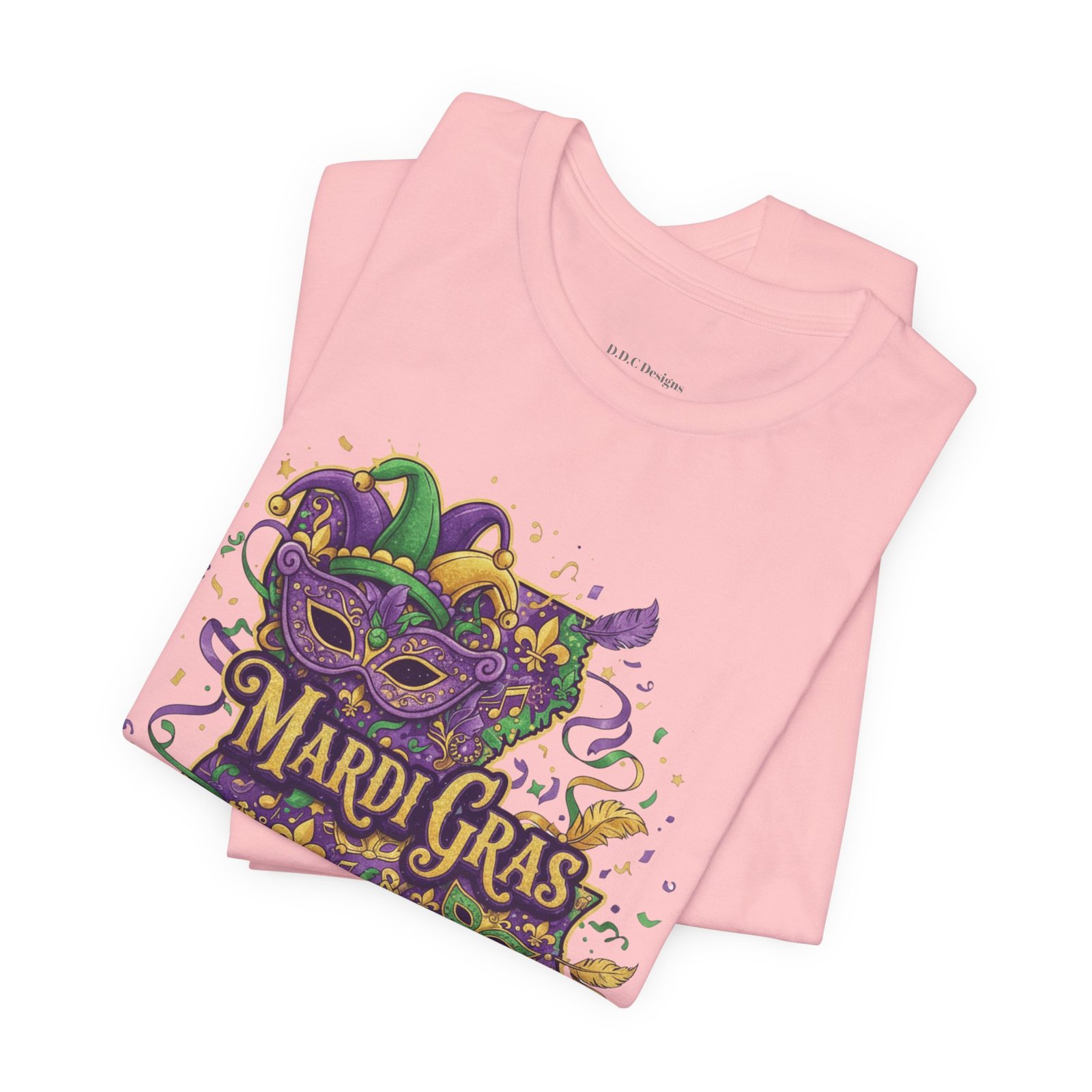 Louisiana Mardi Gras State Silhouette T-Shirt | Purple Green Gold - Image 223