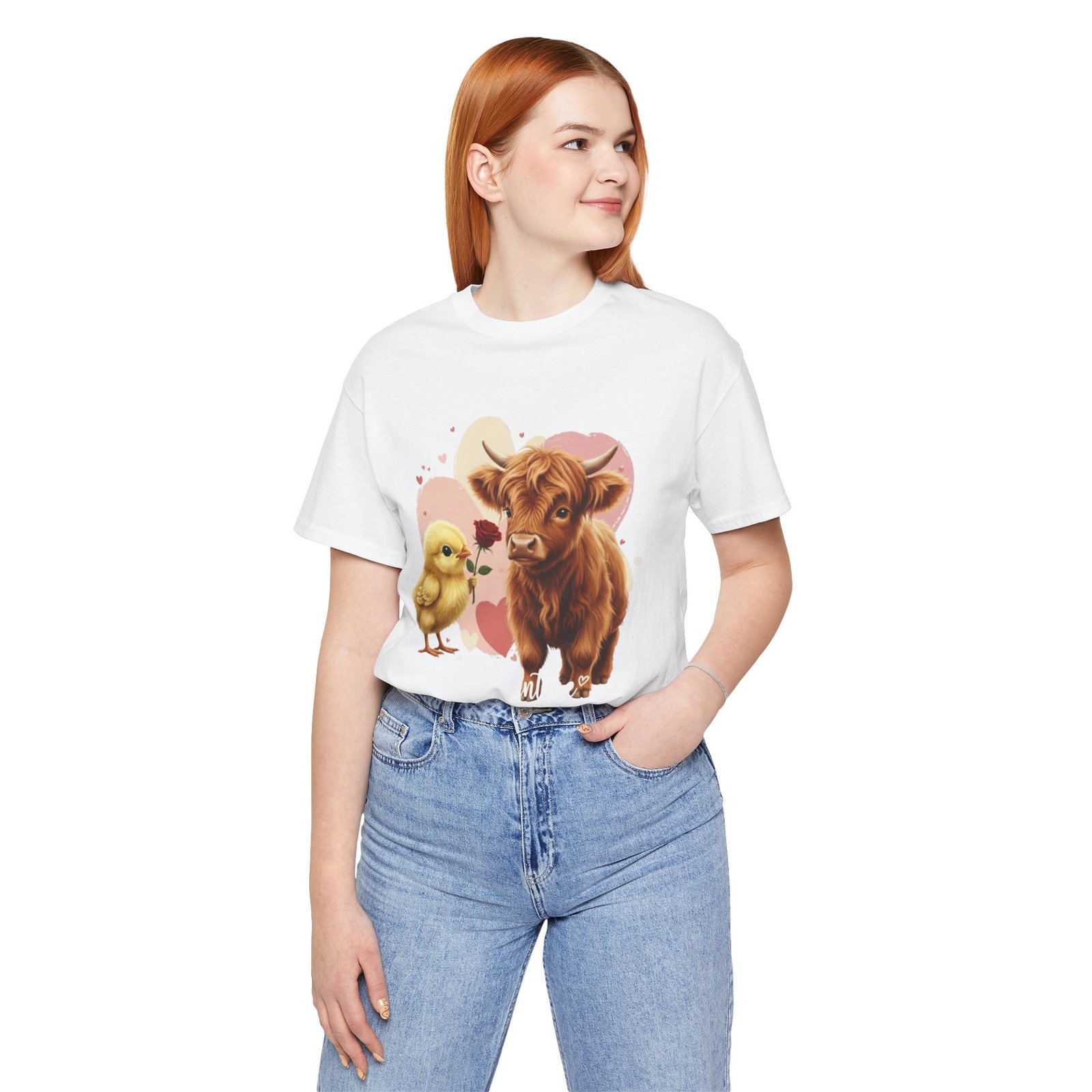 My Valentine Highland Cow and Chick Tee Valentine Shirt - Image 17