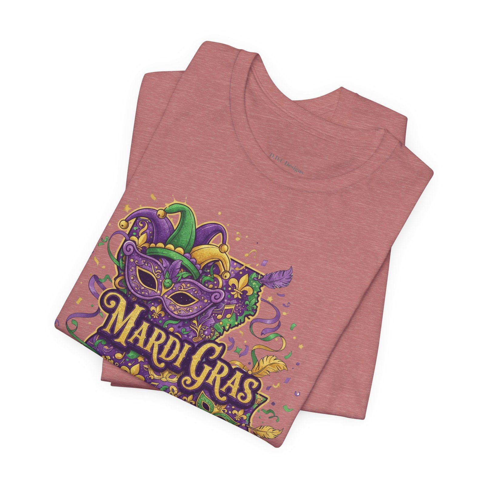 Louisiana Mardi Gras State Silhouette T-Shirt | Purple Green Gold - Image 14