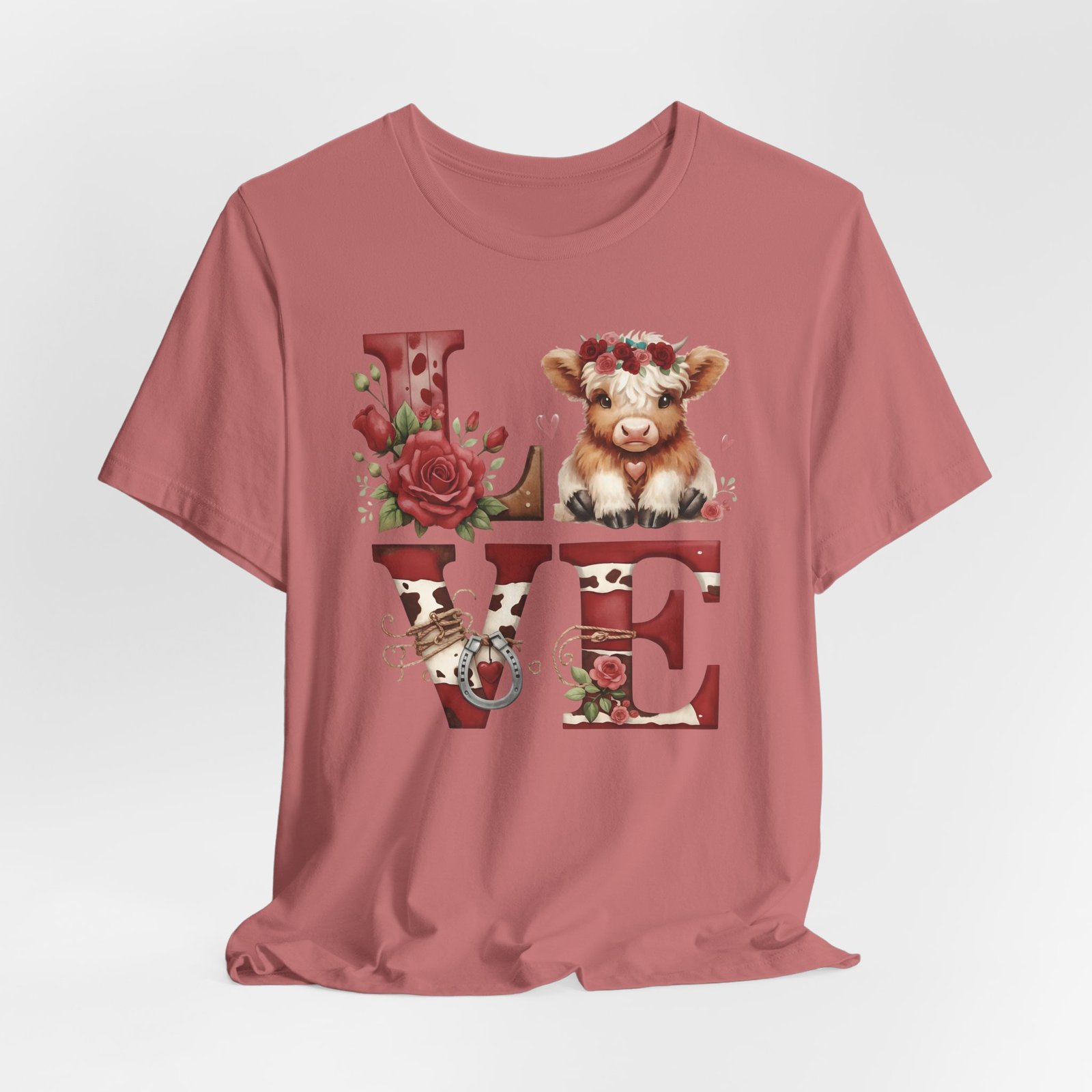 Western Valentine Highland Cow love valentine Tee - Image 12