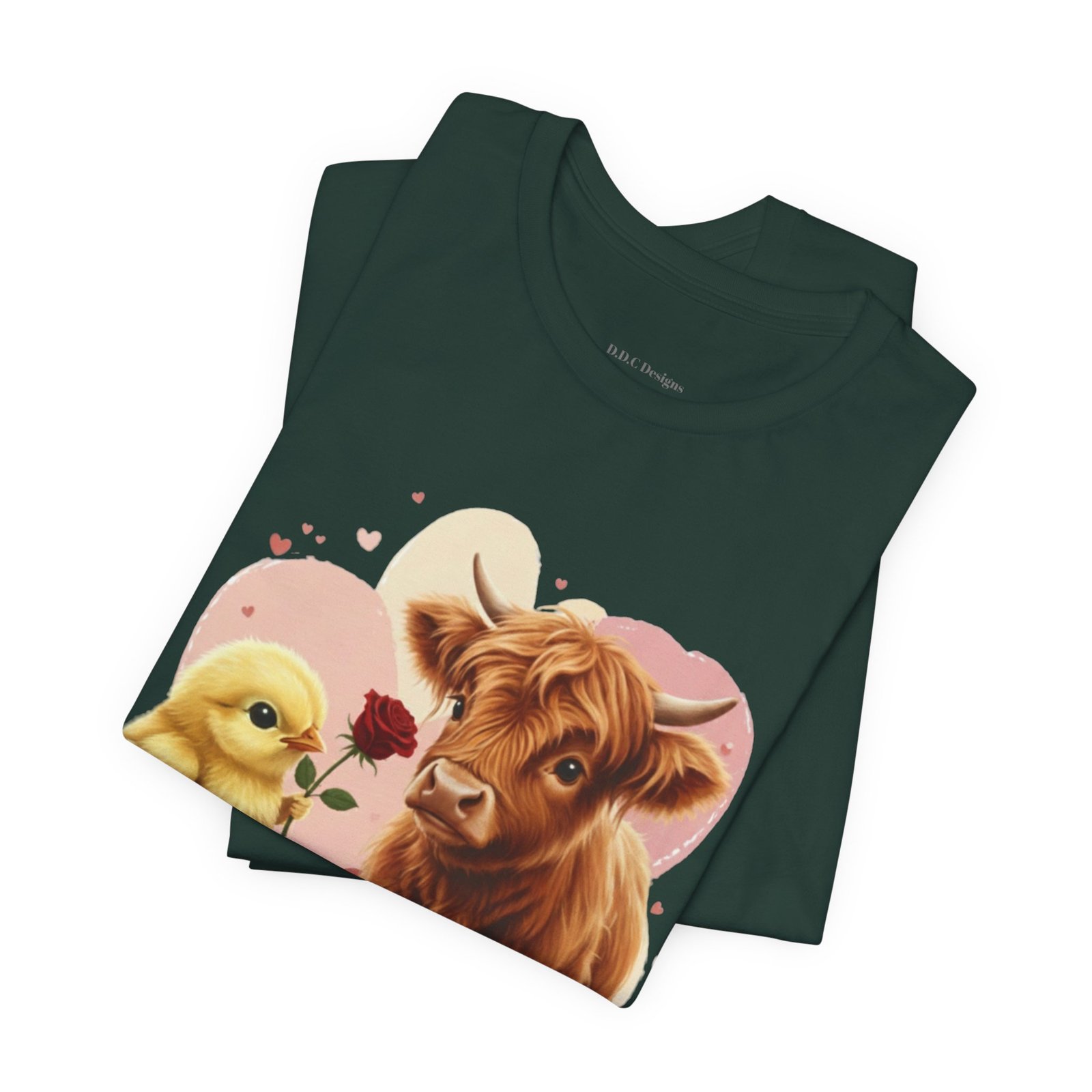 My Valentine Highland Cow and Chick Tee Valentine Shirt - Image 39