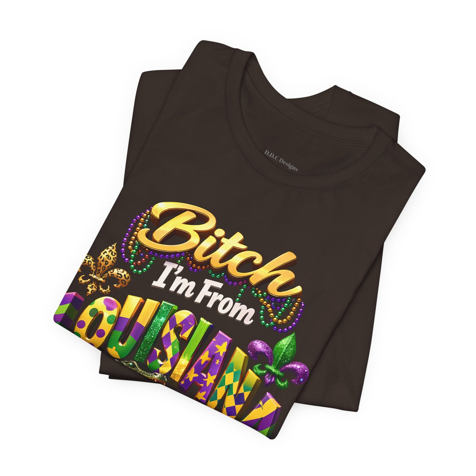 Bitch Im From Louisiana Tee Alligator Crawfish Mardi Gras Beads - Image 3