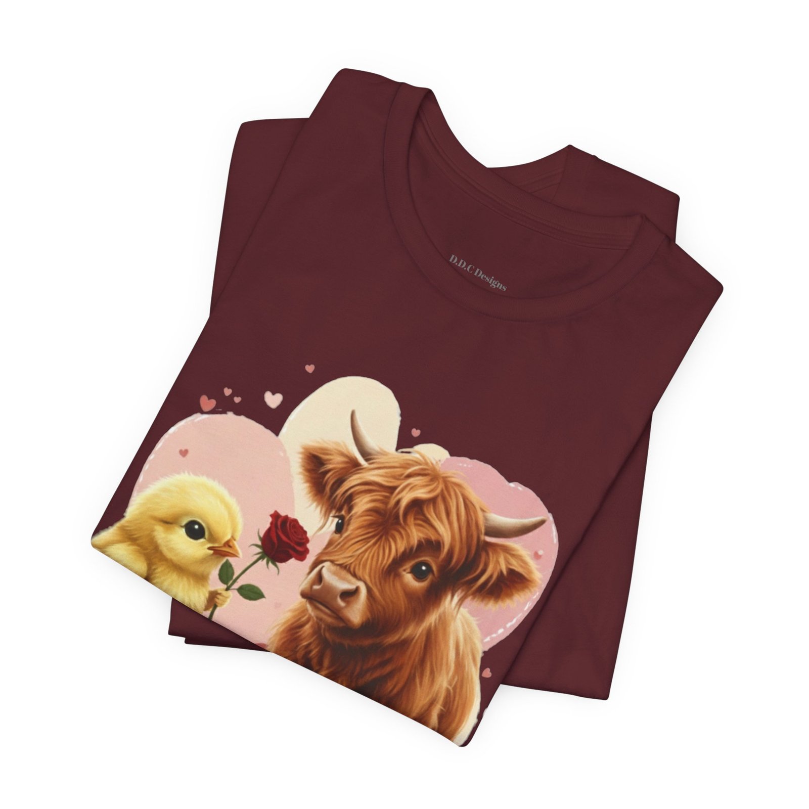 My Valentine Highland Cow and Chick Tee Valentine Shirt - Image 84