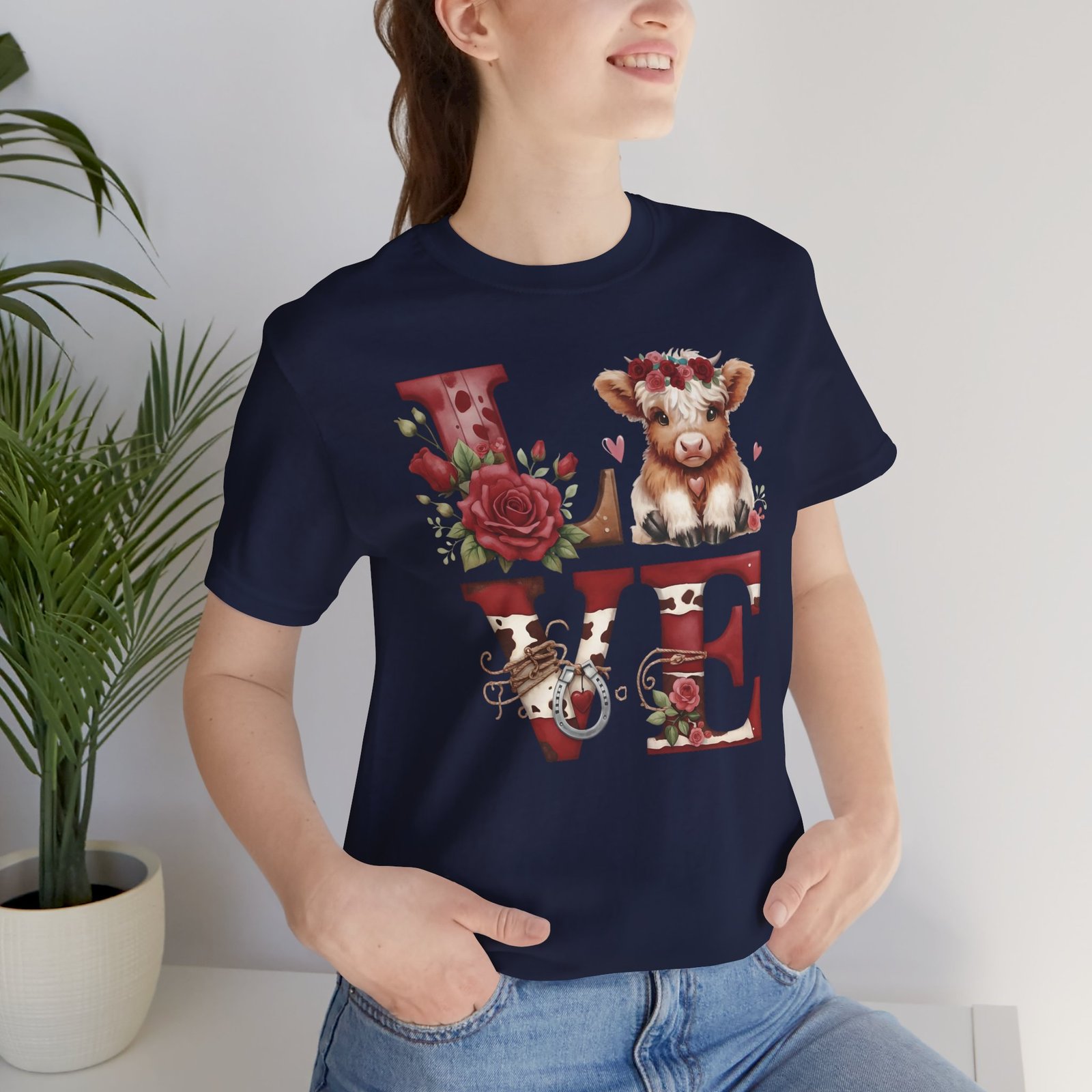Western Valentine Highland Cow love valentine Tee - Image 71