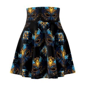 Mardi Gras Mask Print Skater Skirt | AOP Carnival Masquerade Pattern