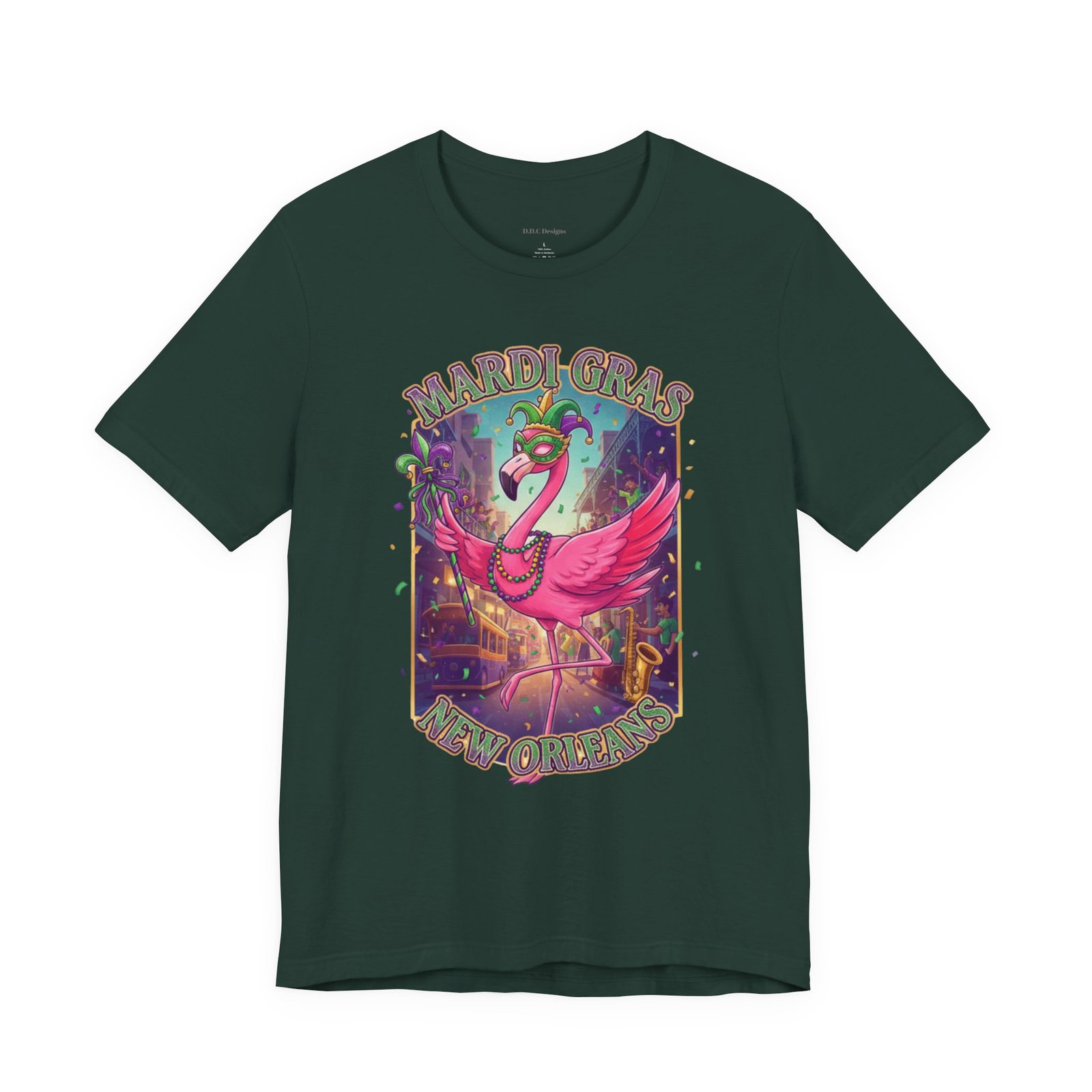 Mardi Gras Flamingo New Orleans Tee NOLA Carnival Parade Shirt - Image 71