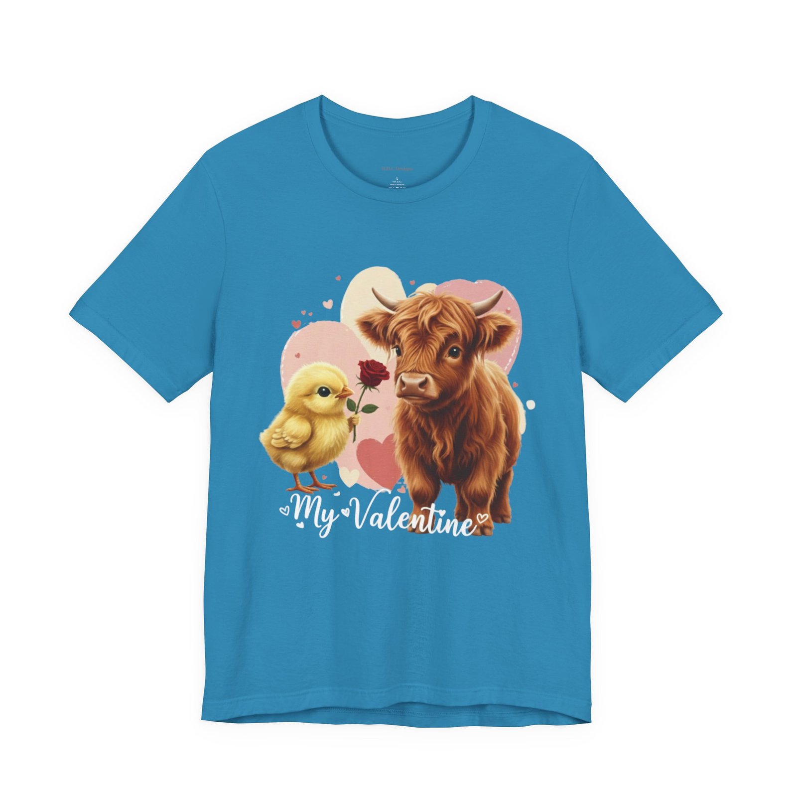 My Valentine Highland Cow and Chick Tee Valentine Shirt - Image 46