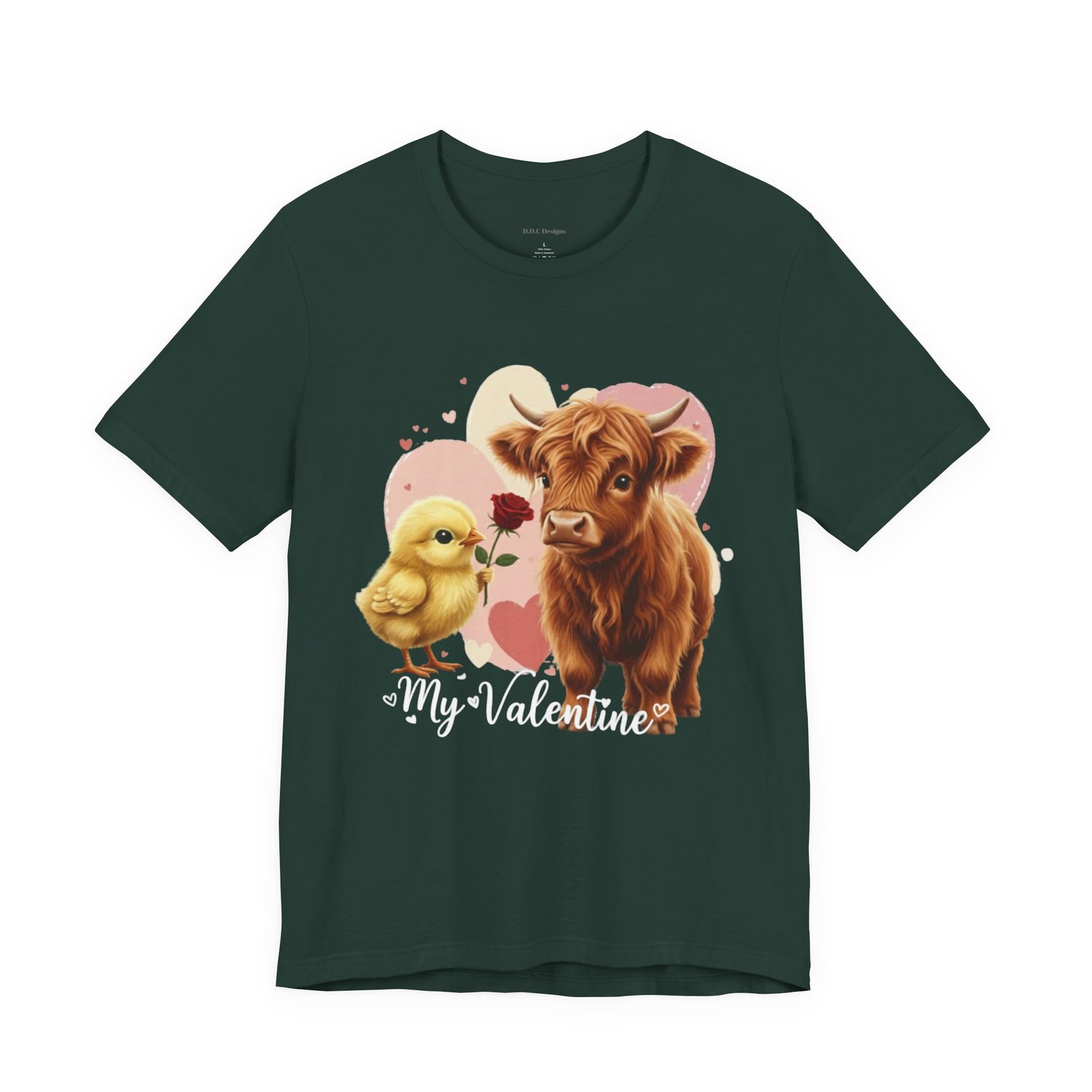 My Valentine Highland Cow and Chick Tee Valentine Shirt - Image 37