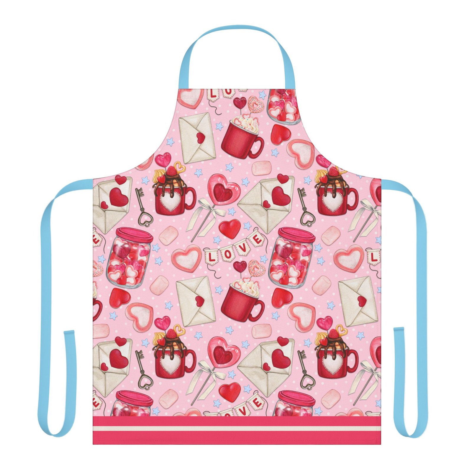 Romantic Watercolor Love Apron | Valentine Baking Hostess Kitchen - Image 9