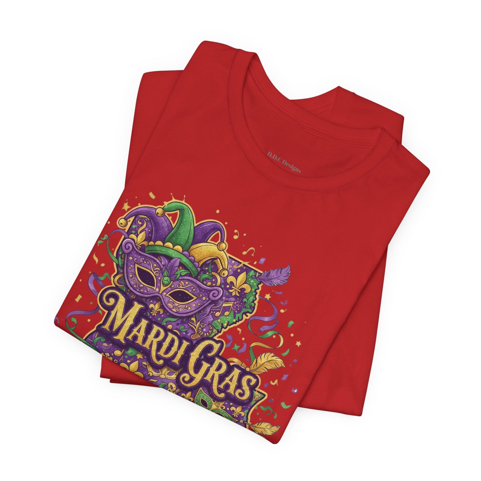 Louisiana Mardi Gras State Silhouette T-Shirt | Purple Green Gold - Image 234