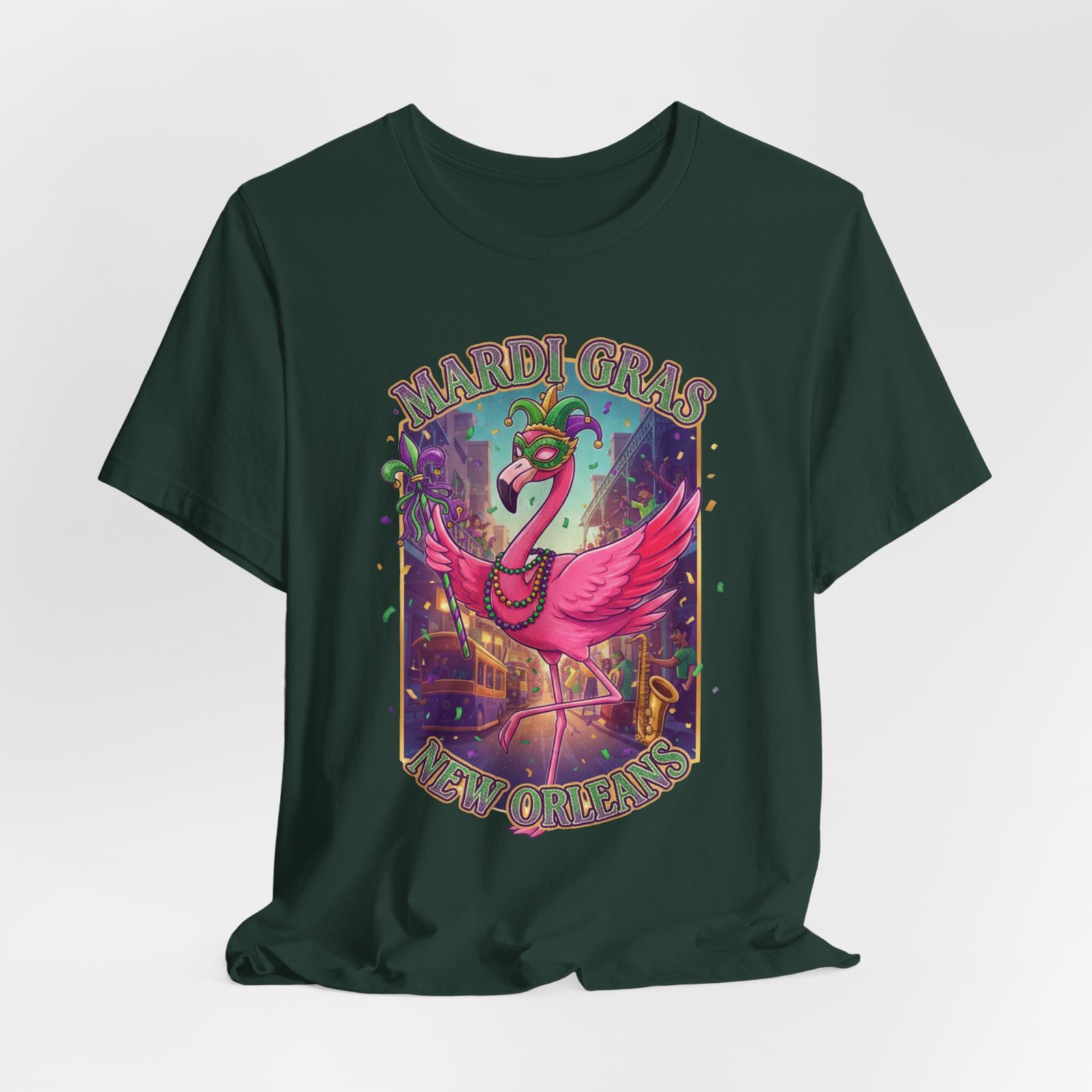 Mardi Gras Flamingo New Orleans Tee NOLA Carnival Parade Shirt - Image 74