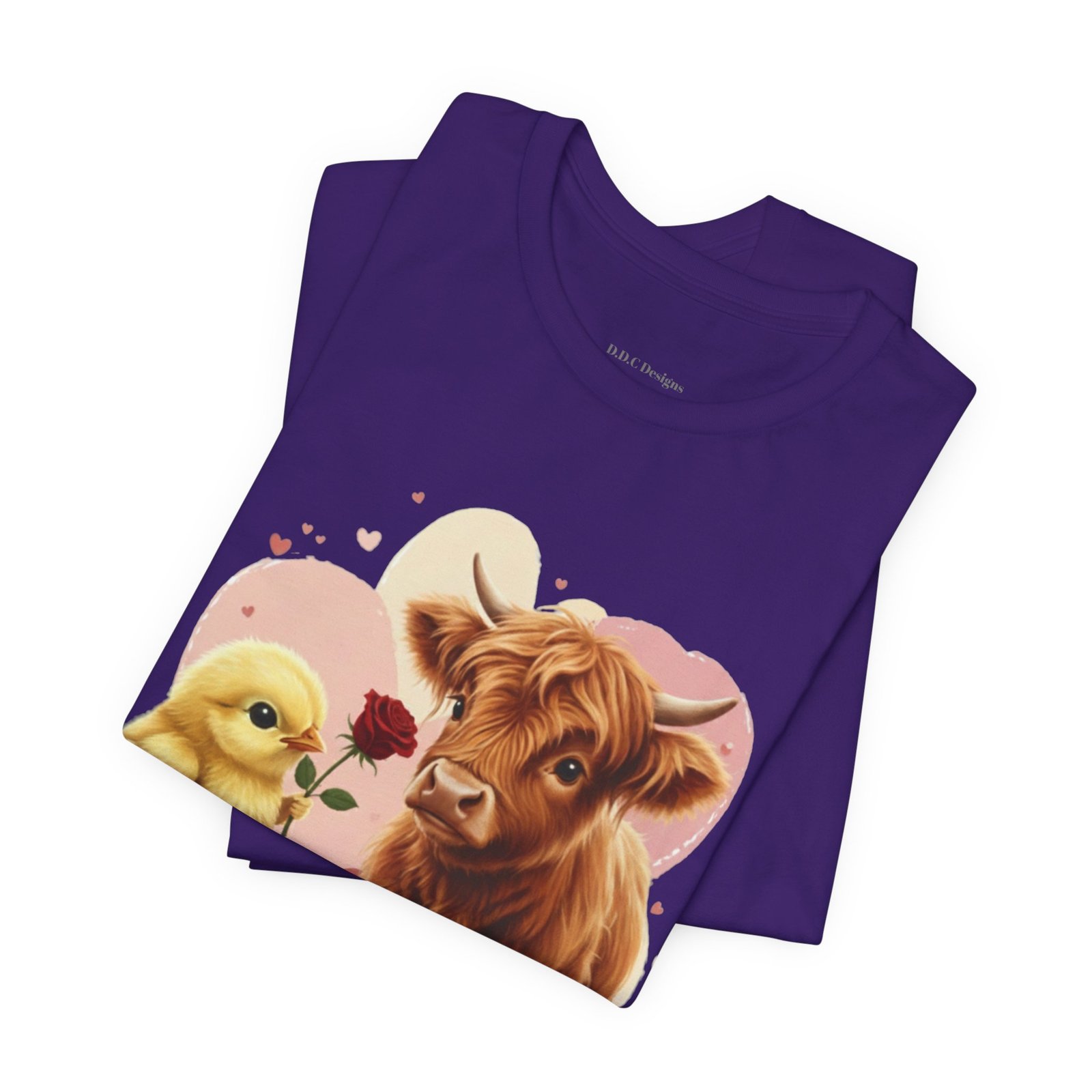 My Valentine Highland Cow and Chick Tee Valentine Shirt - Image 75