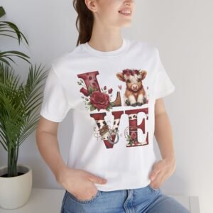 Western Valentine Highland Cow love valentine Tee