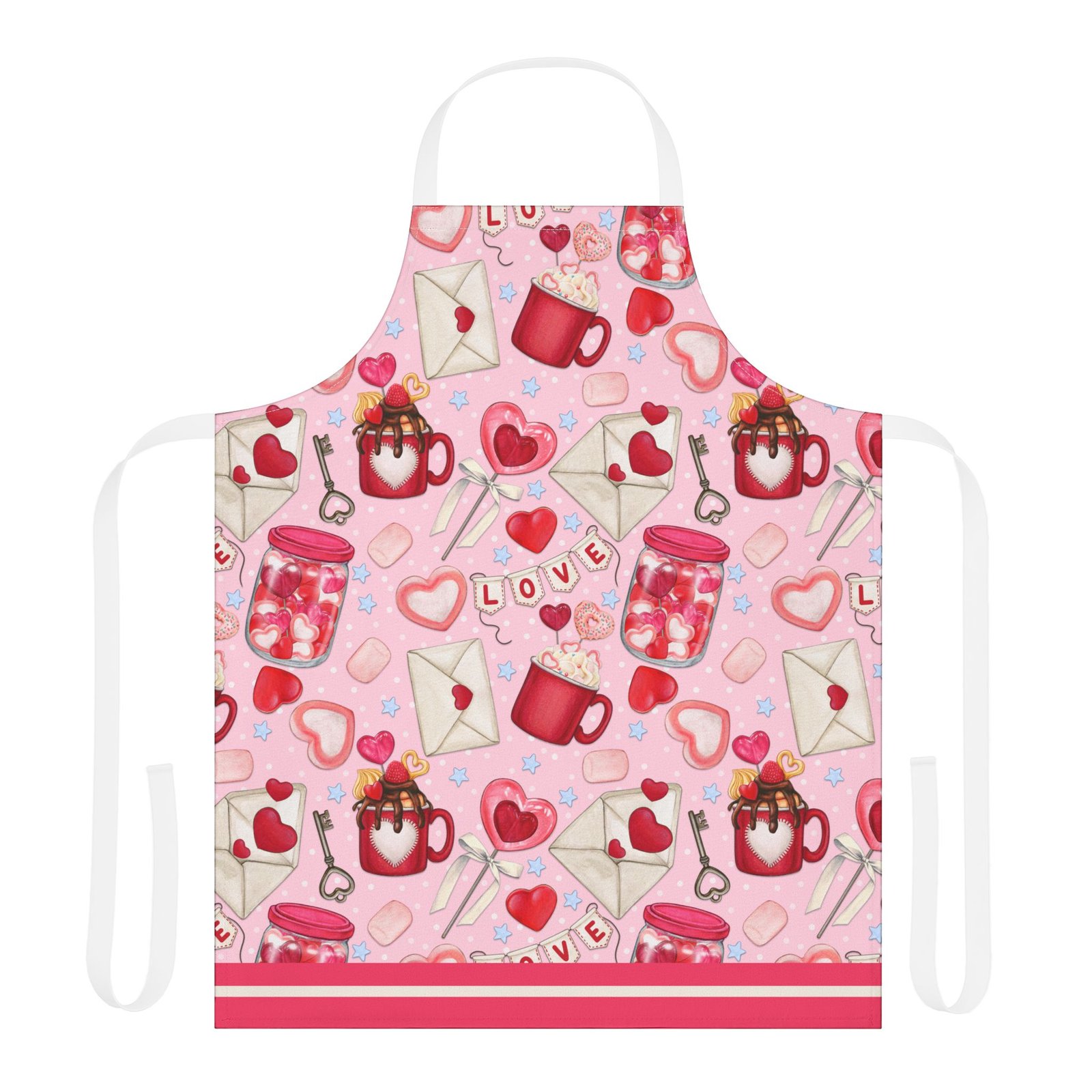 Romantic Watercolor Love Apron | Valentine Baking Hostess Kitchen - Image 2
