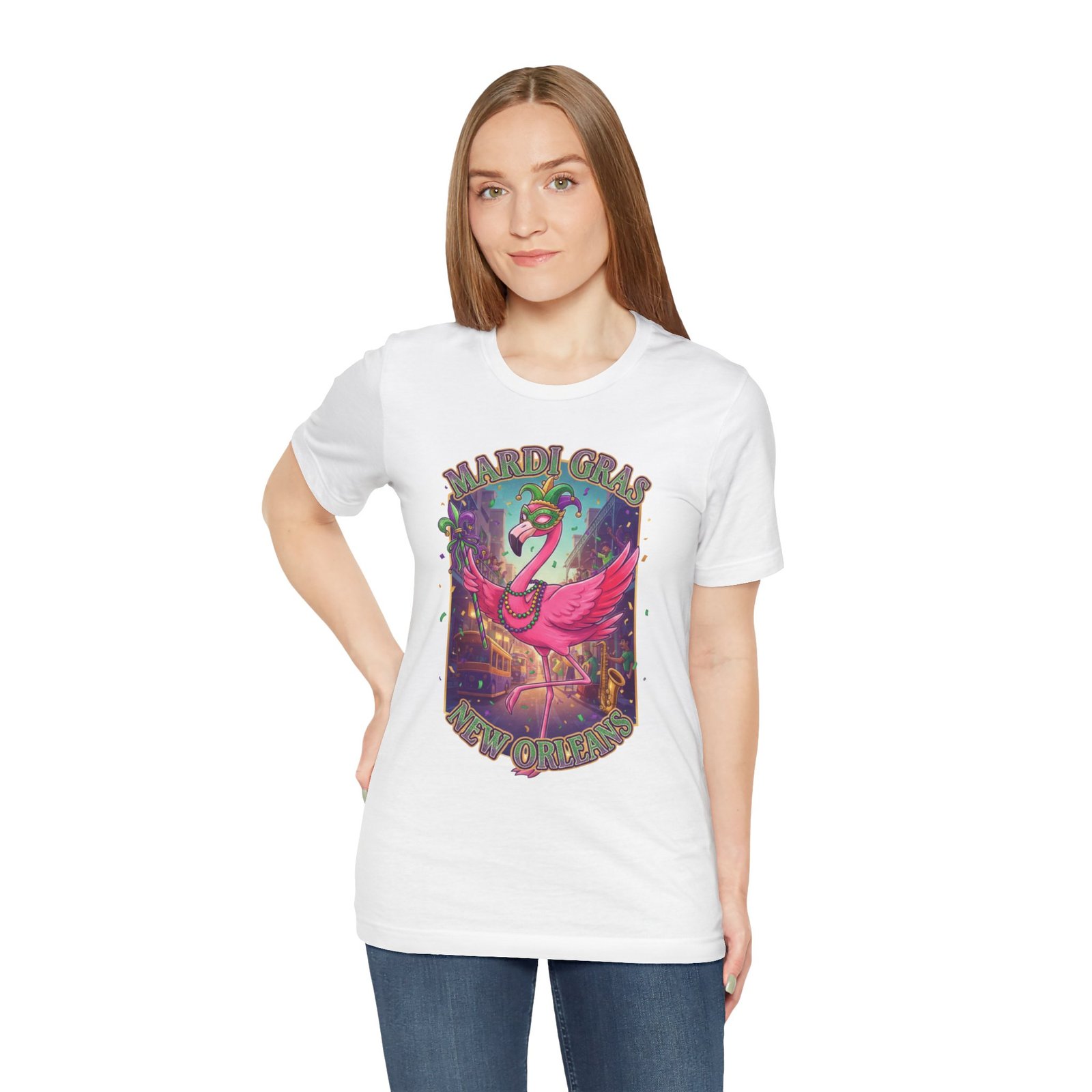Mardi Gras Flamingo New Orleans Tee NOLA Carnival Parade Shirt