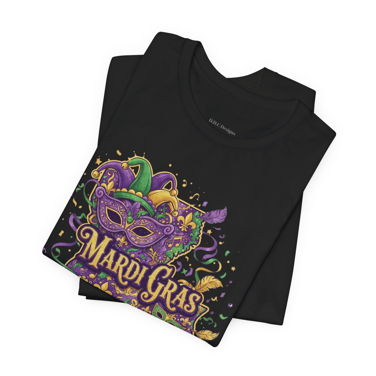 Louisiana Mardi Gras State Silhouette T-Shirt | Purple Green Gold - Image 25