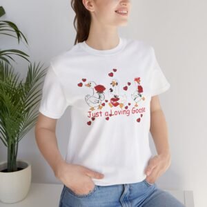 Just a Loving Goose Tee | Cute Goose Trio with Roses & Hearts