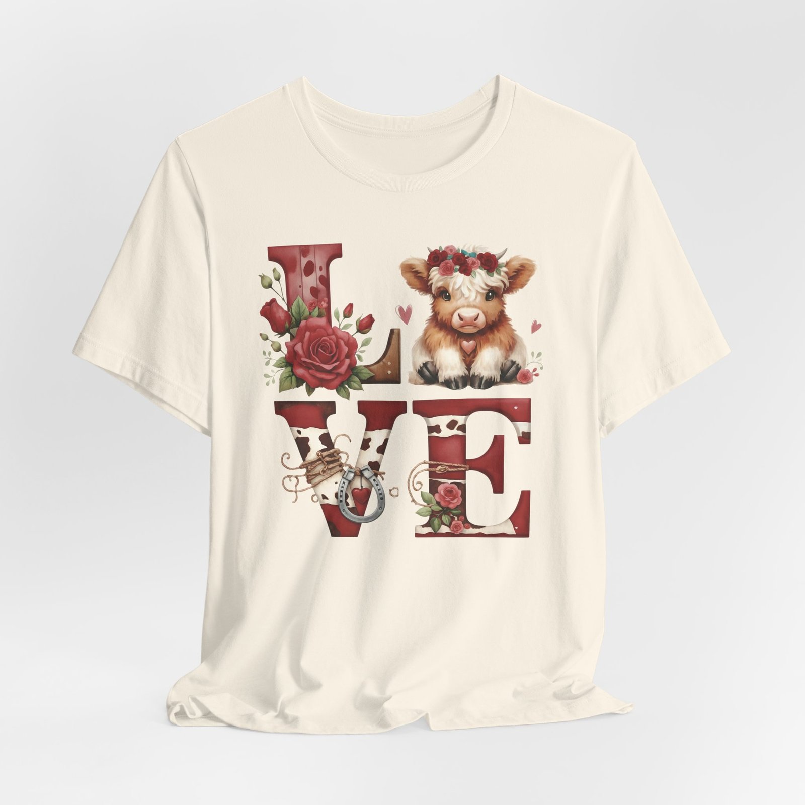 Western Valentine Highland Cow love valentine Tee - Image 36