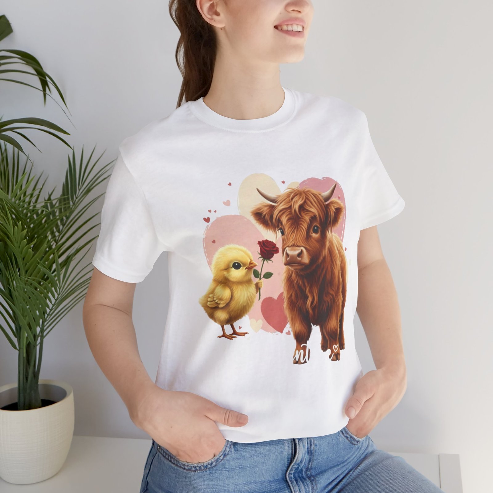 My Valentine Highland Cow and Chick Tee Valentine Shirt - Image 15