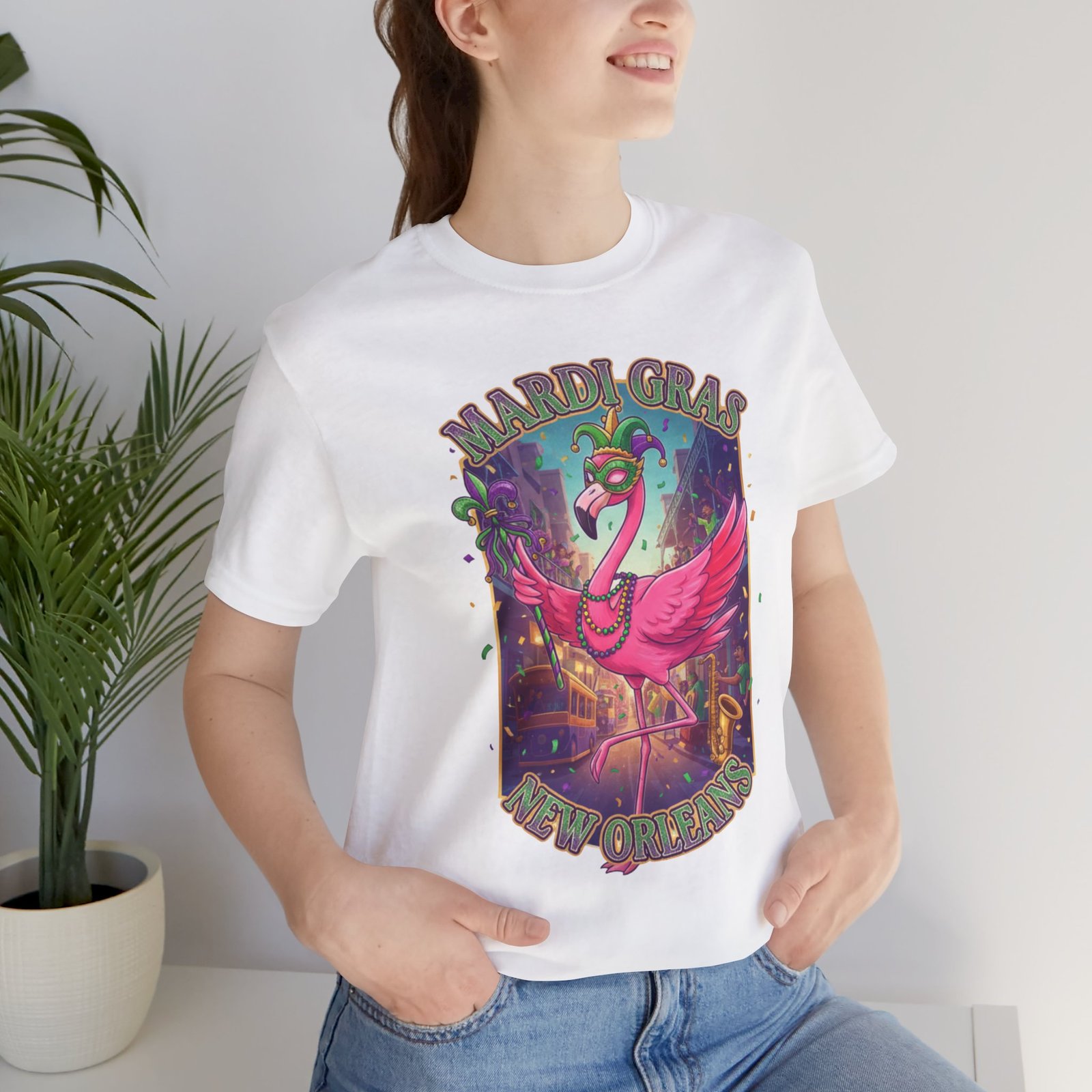 Mardi Gras Flamingo New Orleans Tee NOLA Carnival Parade Shirt - Image 7