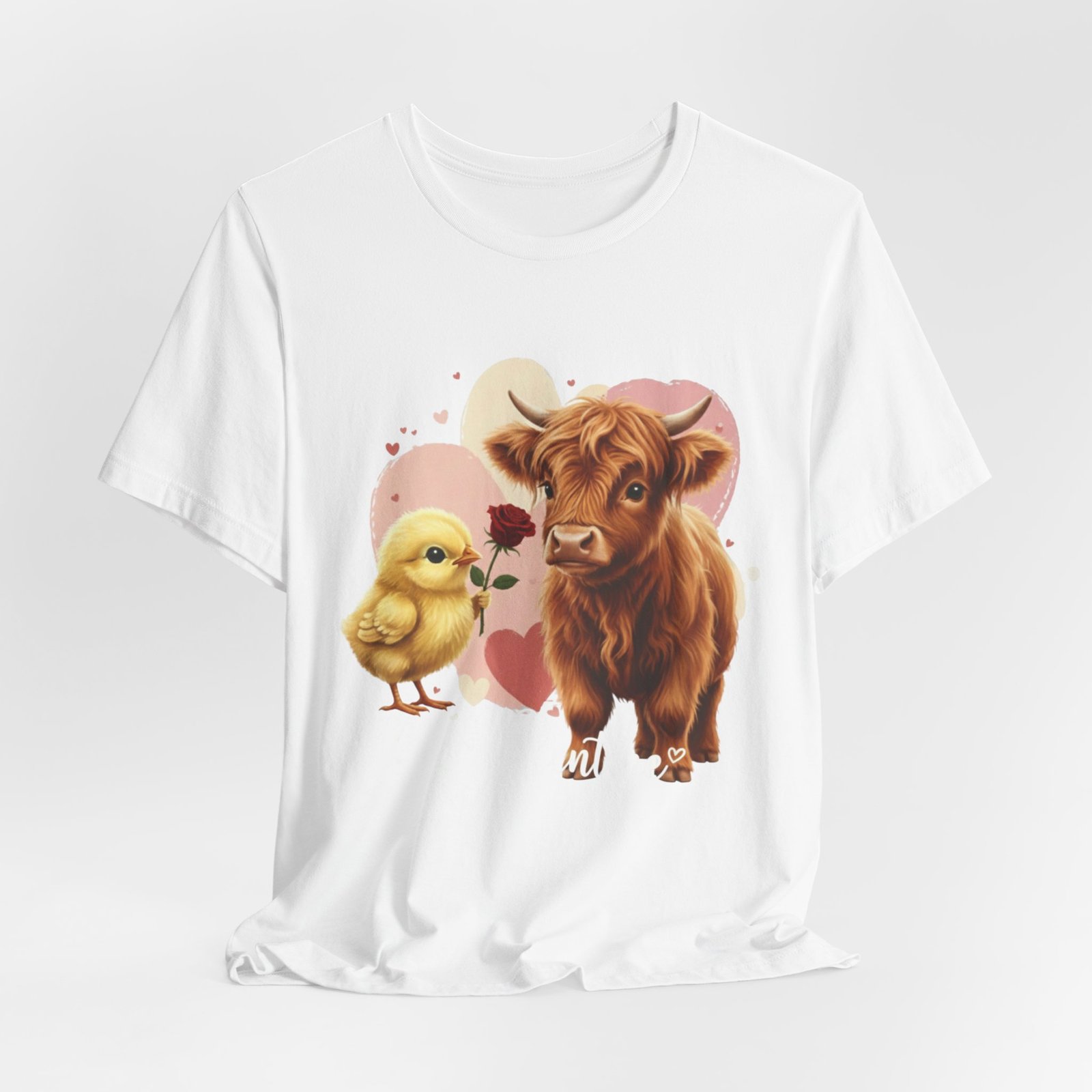 My Valentine Highland Cow and Chick Tee Valentine Shirt - Image 13