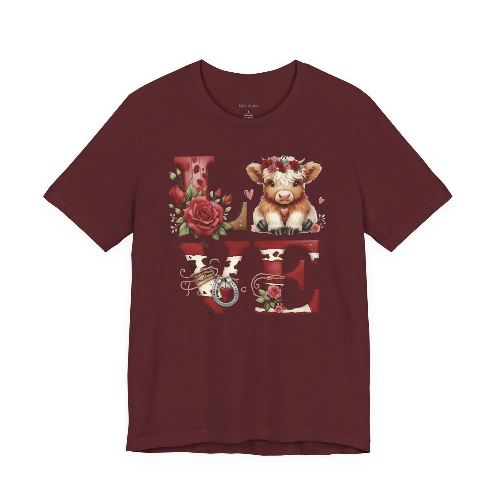 Western Valentine Highland Cow love valentine Tee - Image 73