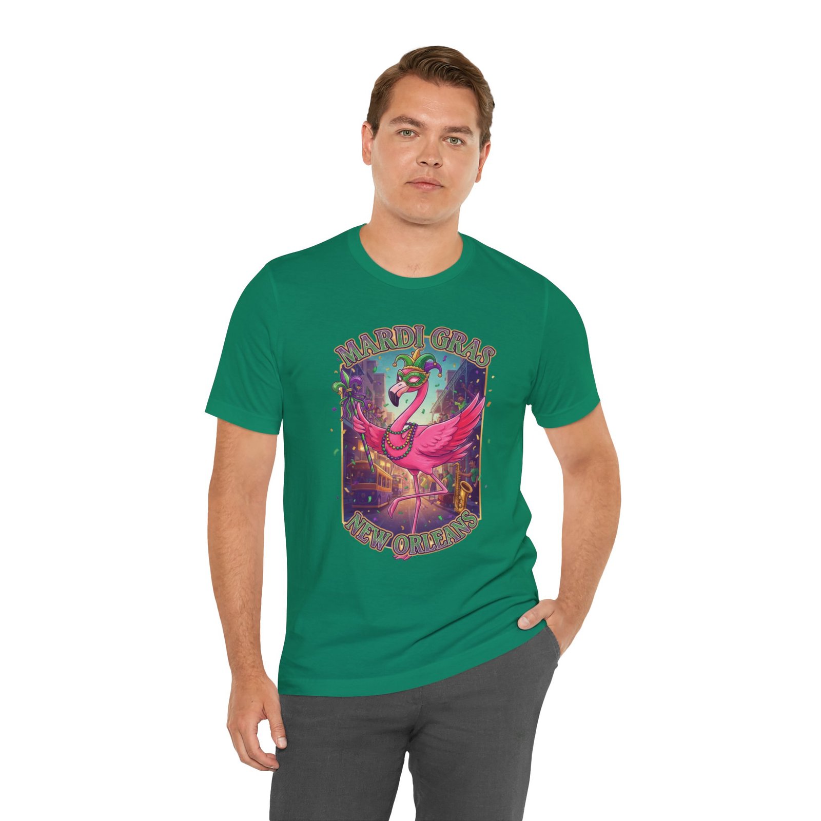Mardi Gras Flamingo New Orleans Tee NOLA Carnival Parade Shirt - Image 67