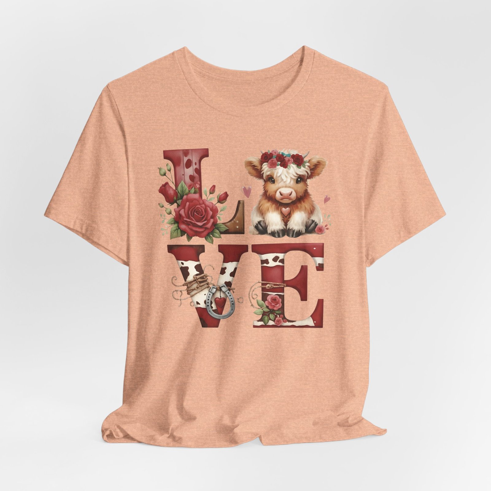 Western Valentine Highland Cow love valentine Tee - Image 52