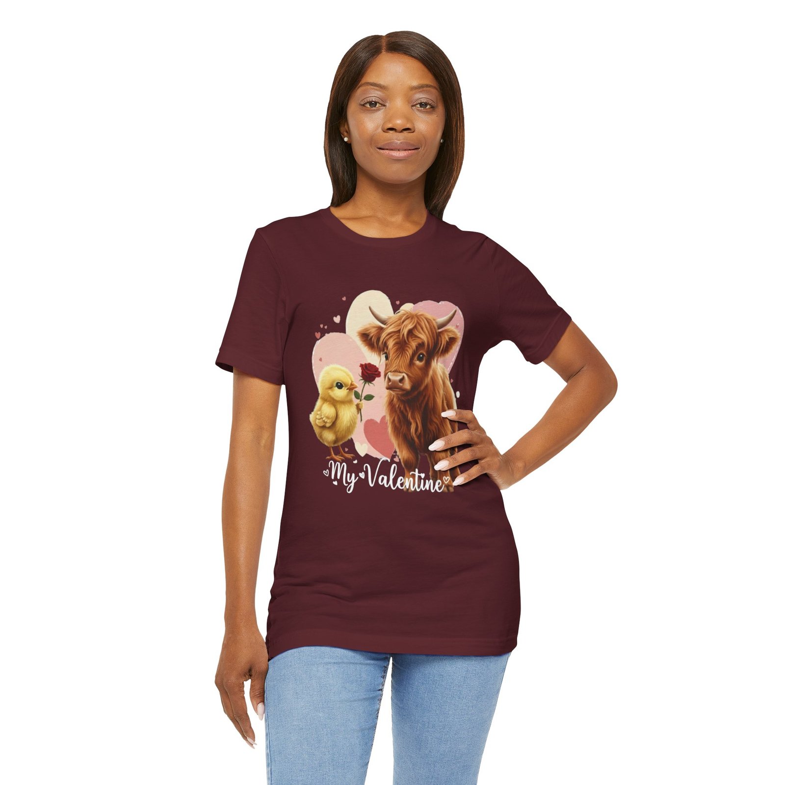My Valentine Highland Cow and Chick Tee Valentine Shirt - Image 88