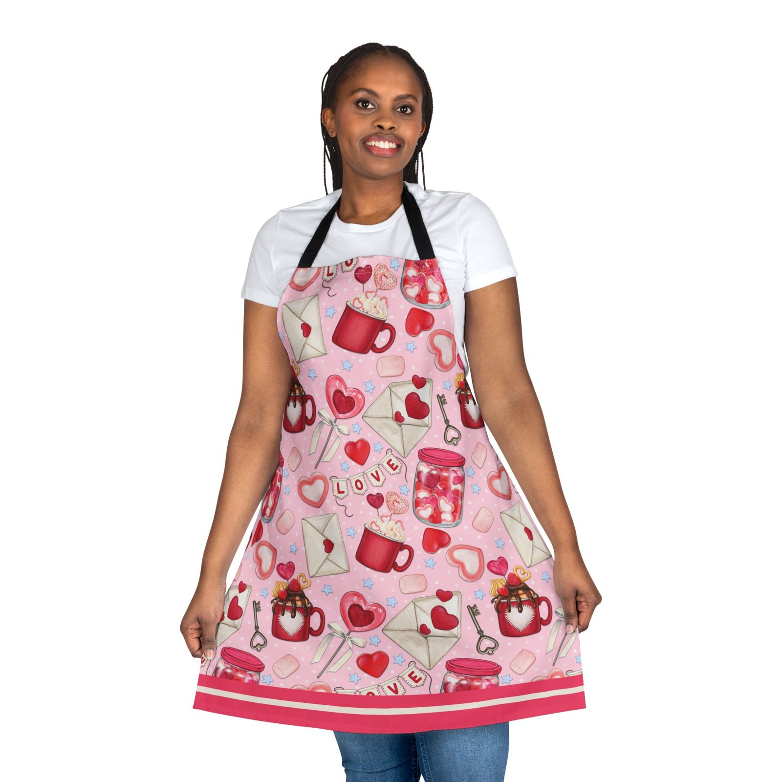 Romantic Watercolor Love Apron | Valentine Baking Hostess Kitchen - Image 16