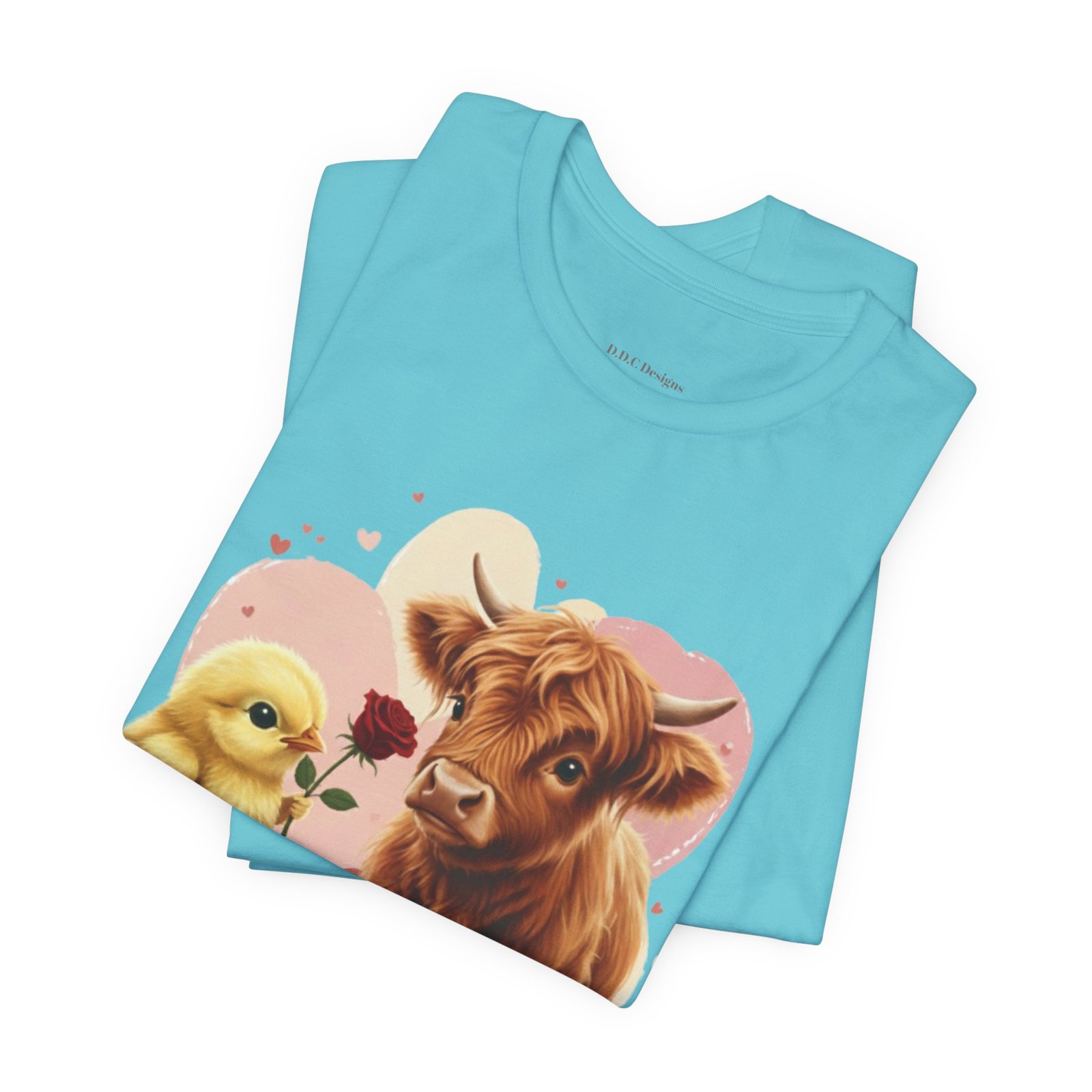 My Valentine Highland Cow and Chick Tee Valentine Shirt - Image 57