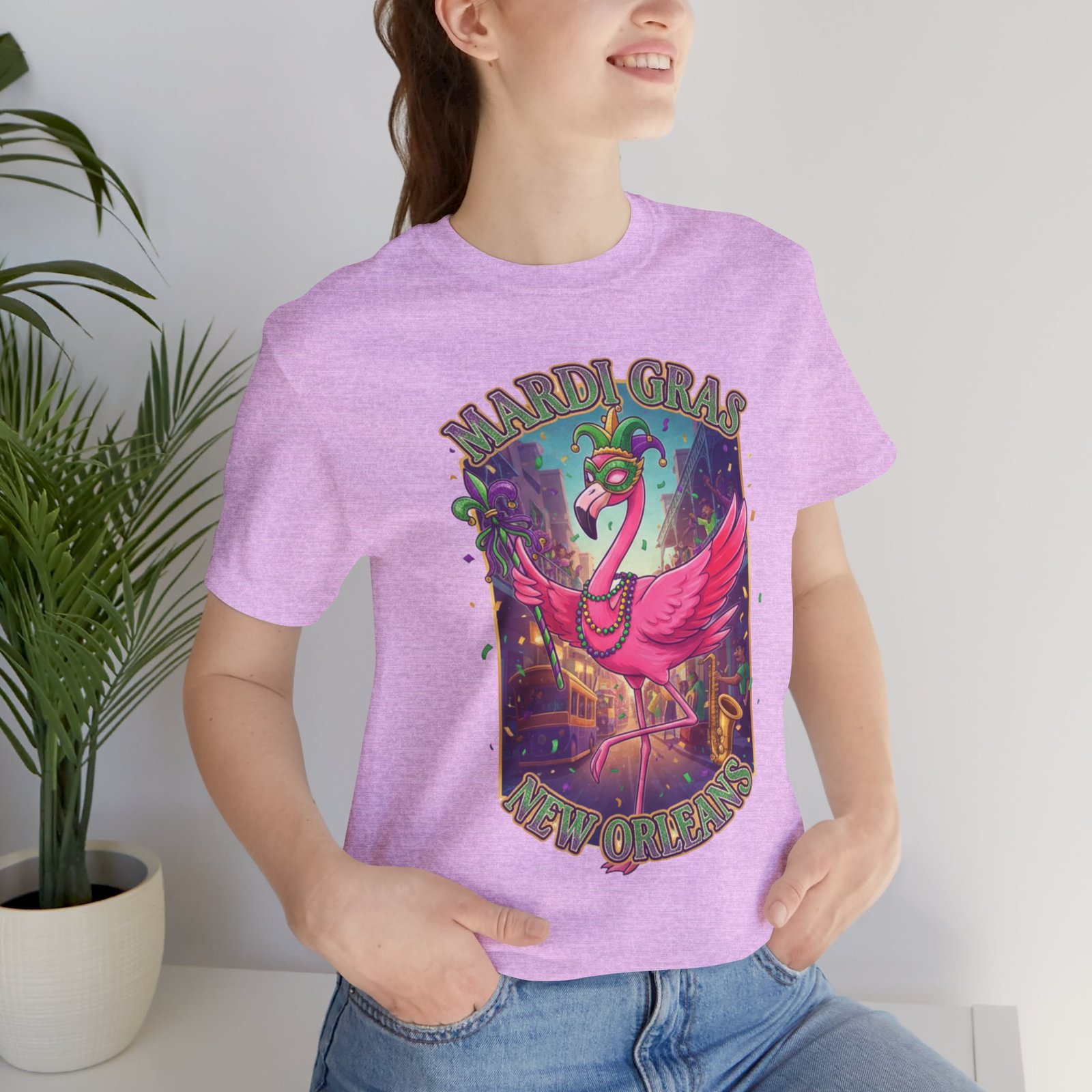 Mardi Gras Flamingo New Orleans Tee NOLA Carnival Parade Shirt - Image 156