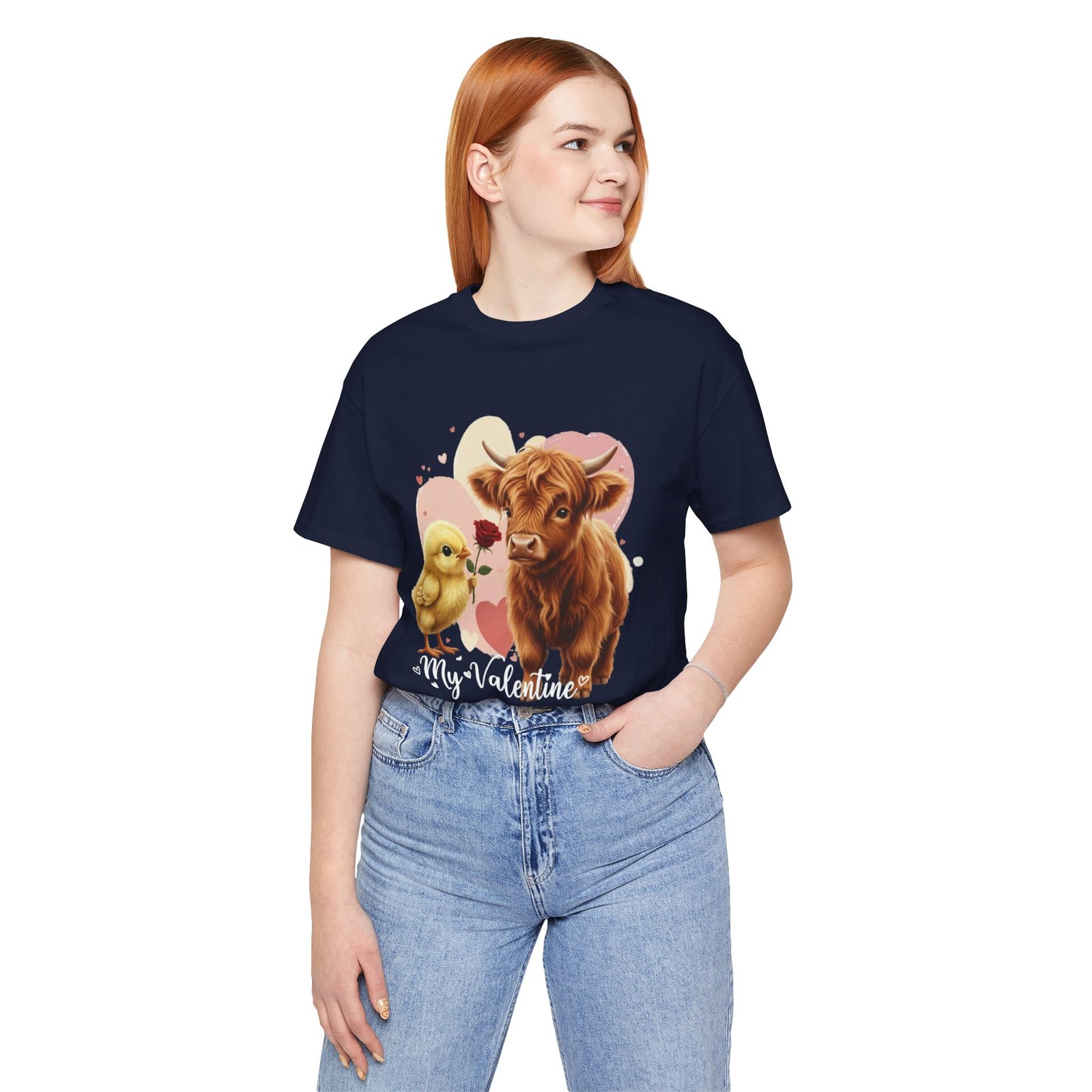 My Valentine Highland Cow and Chick Tee Valentine Shirt - Image 71