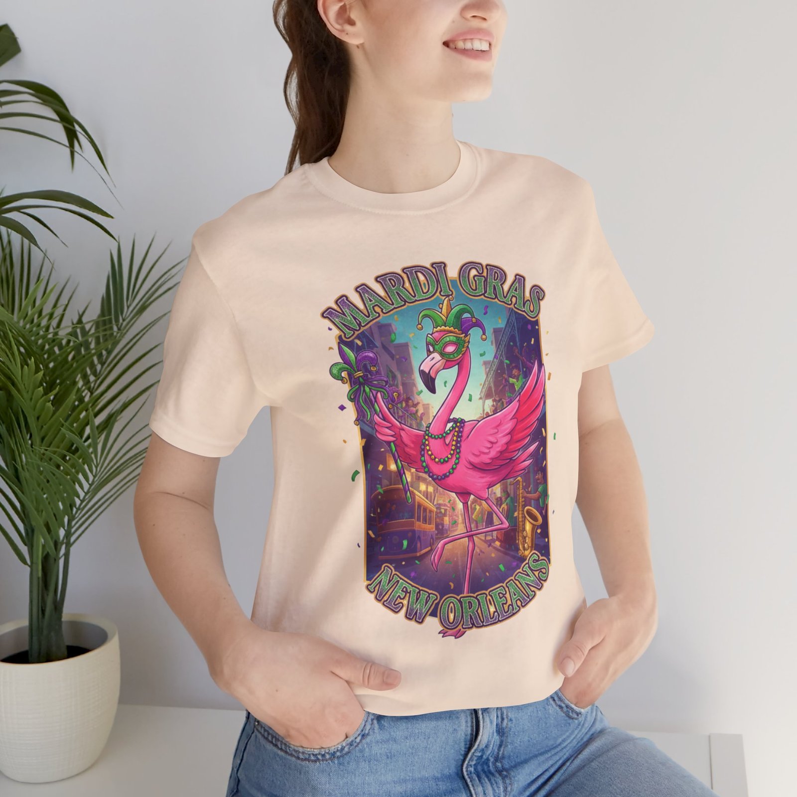 Mardi Gras Flamingo New Orleans Tee NOLA Carnival Parade Shirt - Image 46
