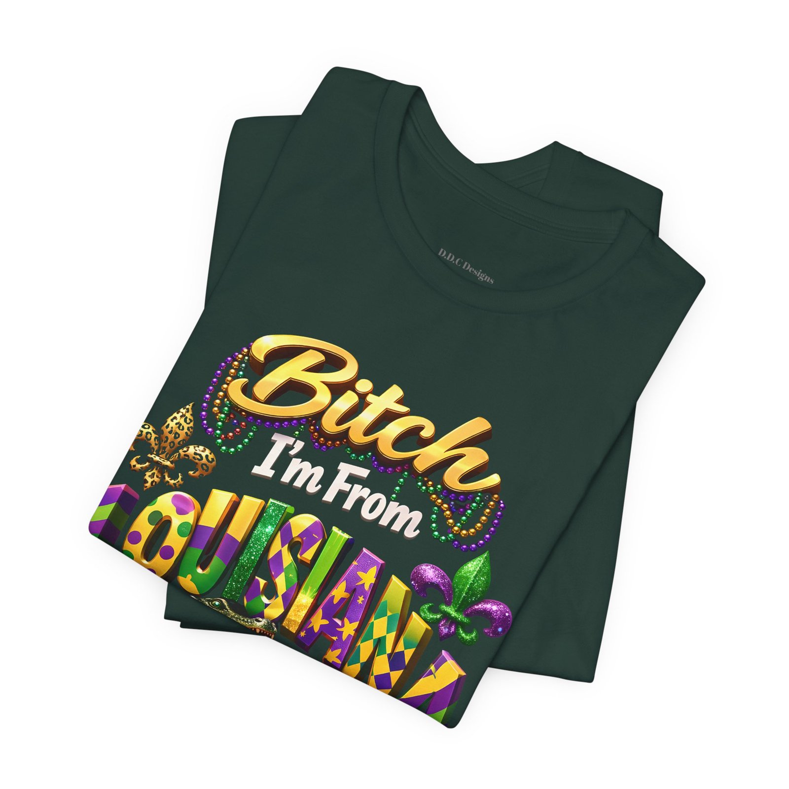 Bitch Im From Louisiana Tee Alligator Crawfish Mardi Gras Beads - Image 25