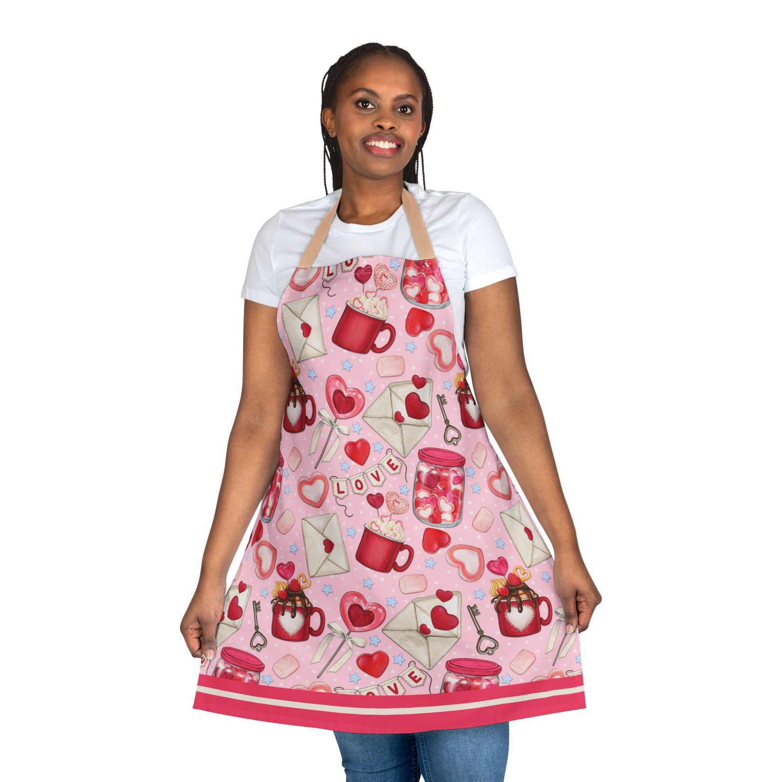 Romantic Watercolor Love Apron | Valentine Baking Hostess Kitchen - Image 8