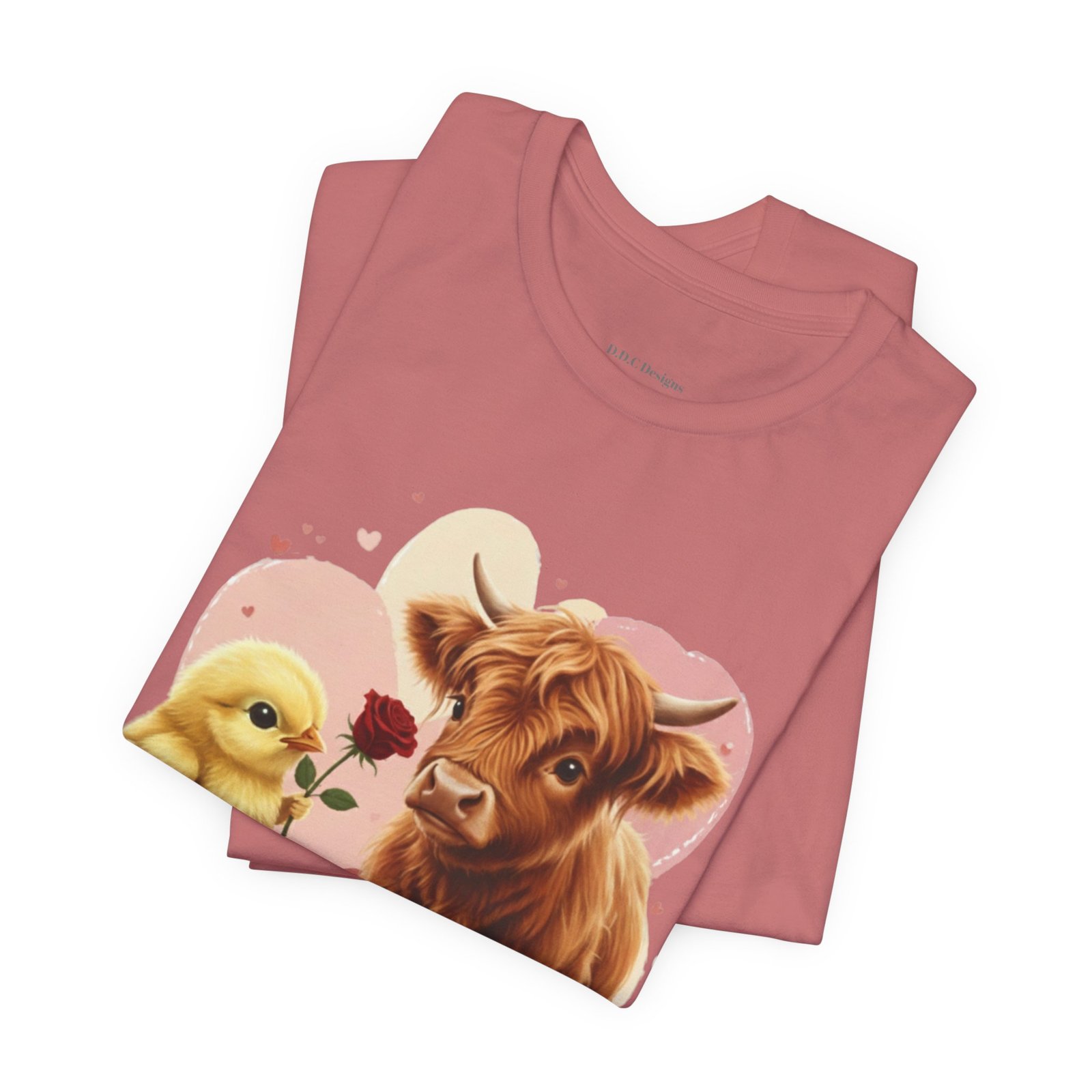 My Valentine Highland Cow and Chick Tee Valentine Shirt - Image 4