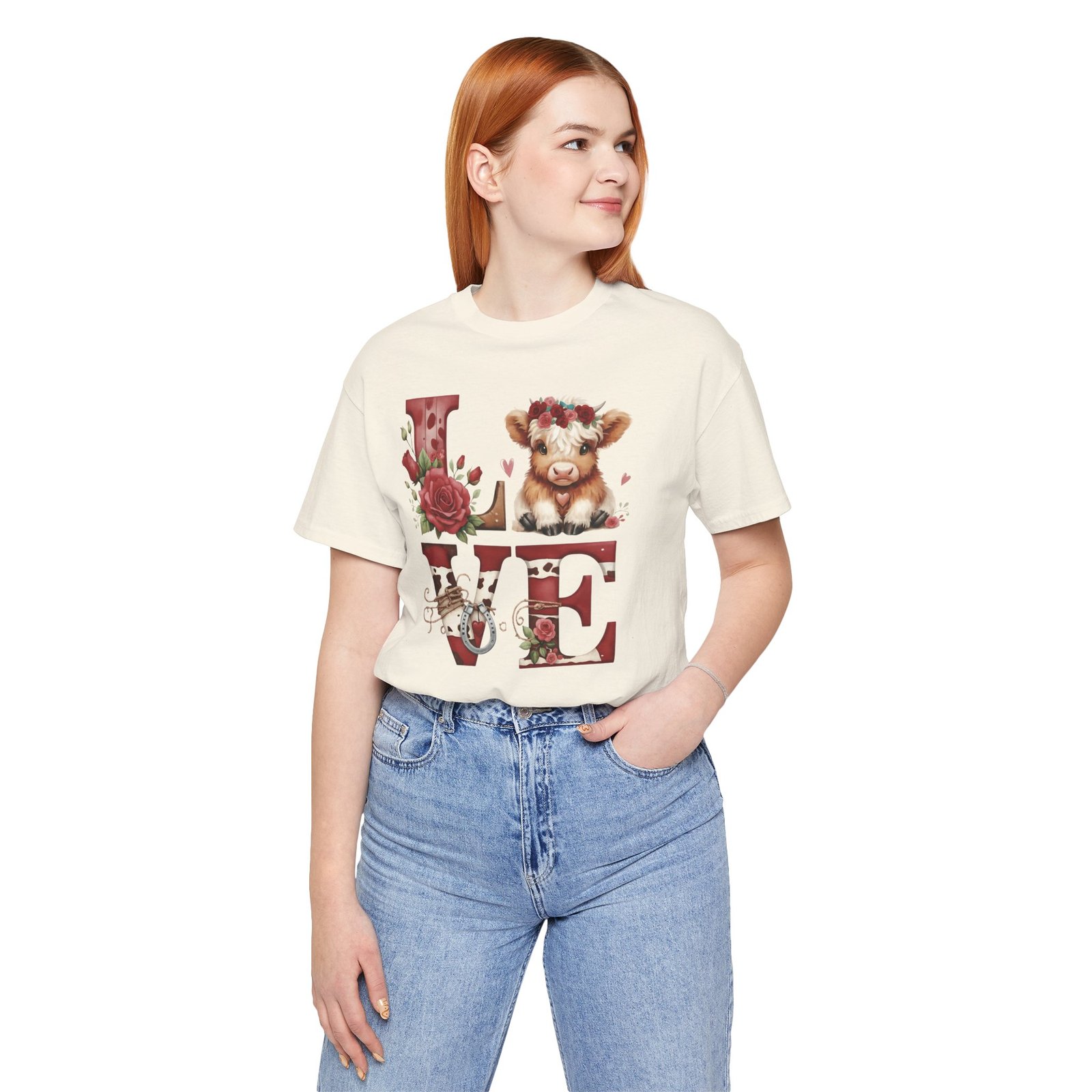 Western Valentine Highland Cow love valentine Tee - Image 38