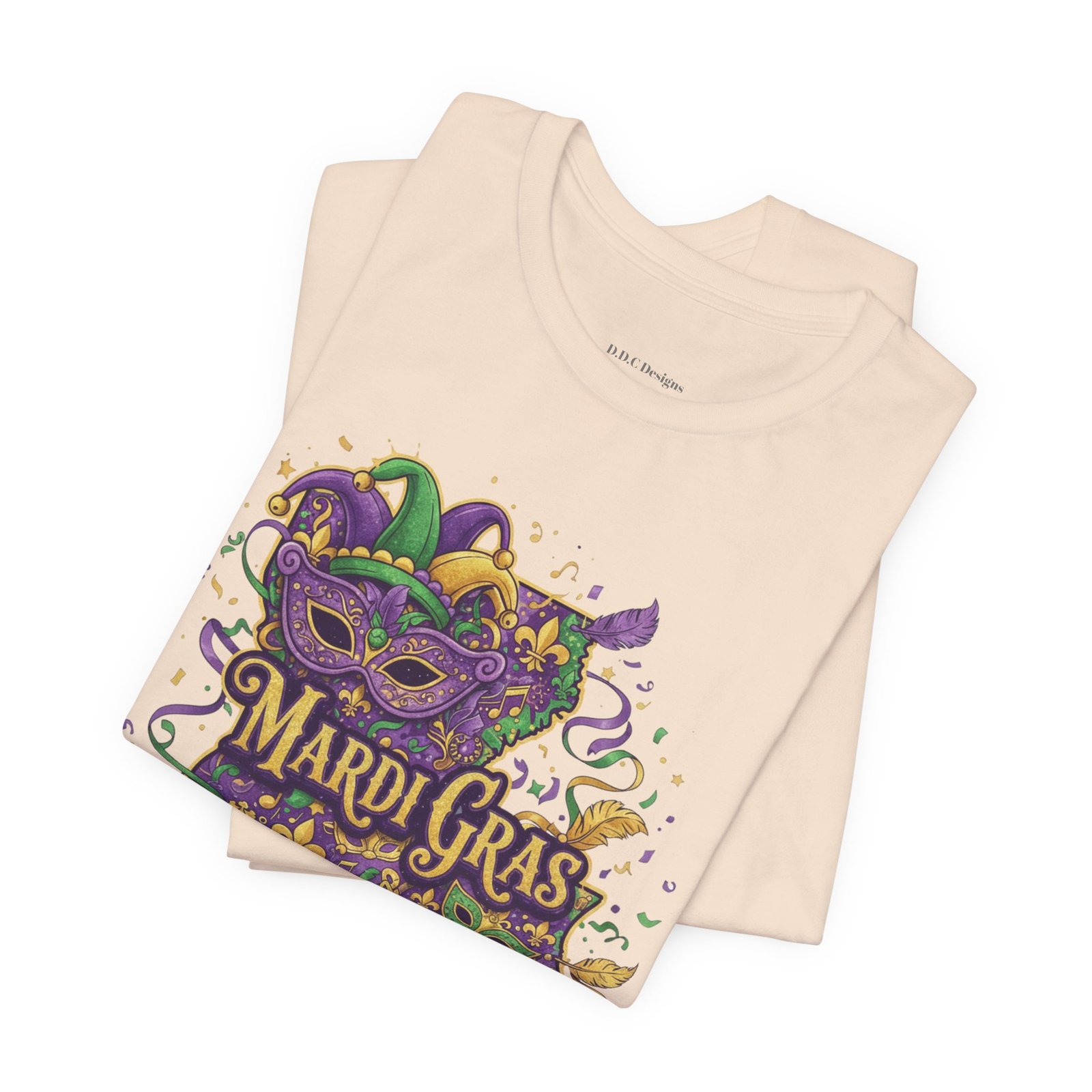Louisiana Mardi Gras State Silhouette T-Shirt | Purple Green Gold - Image 47