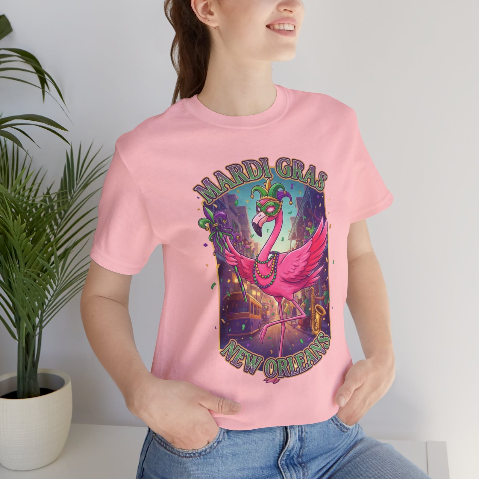 Mardi Gras Flamingo New Orleans Tee NOLA Carnival Parade Shirt - Image 176