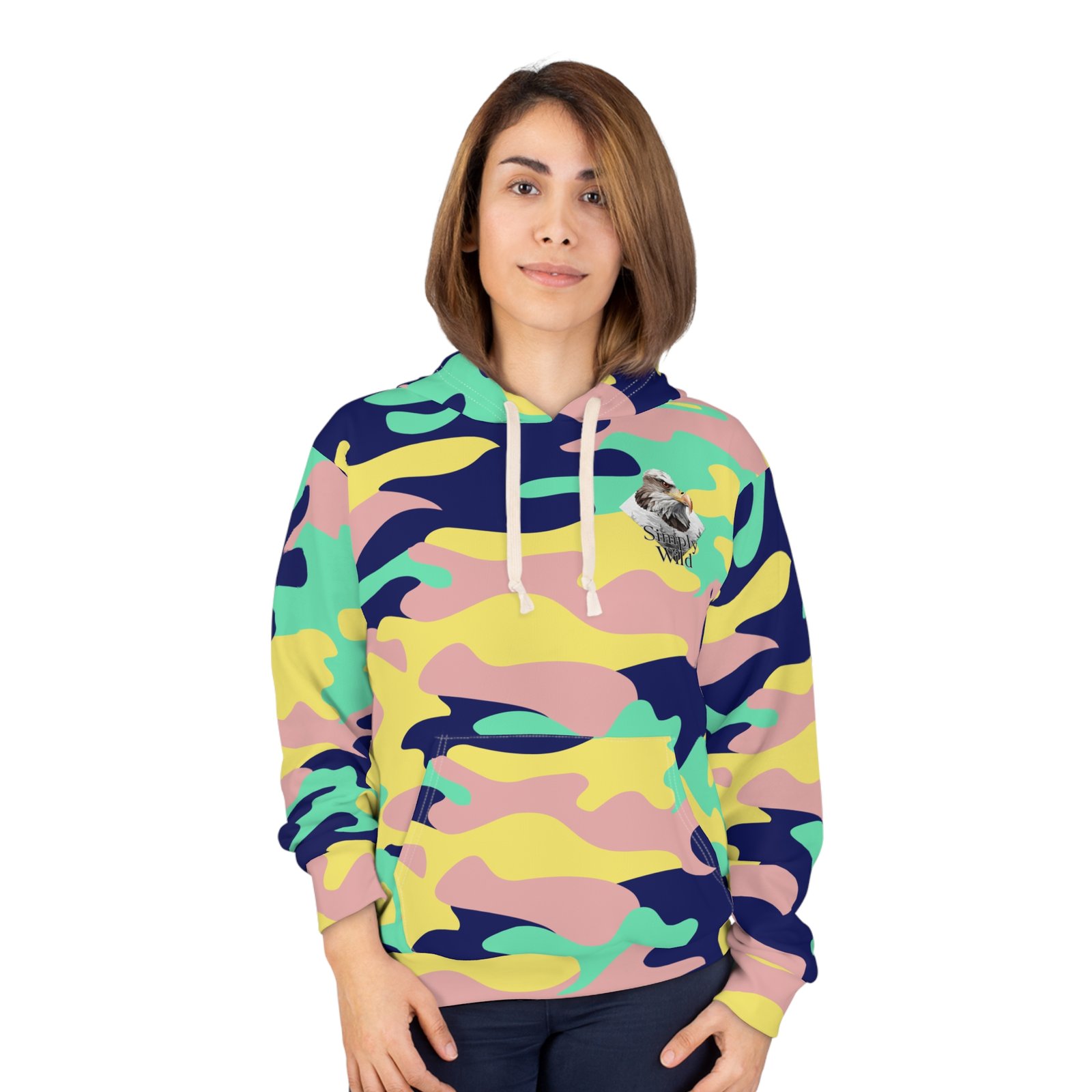 Eagle Splash Camo Hoodie | Pastel Camouflage Allover Print - Image 3